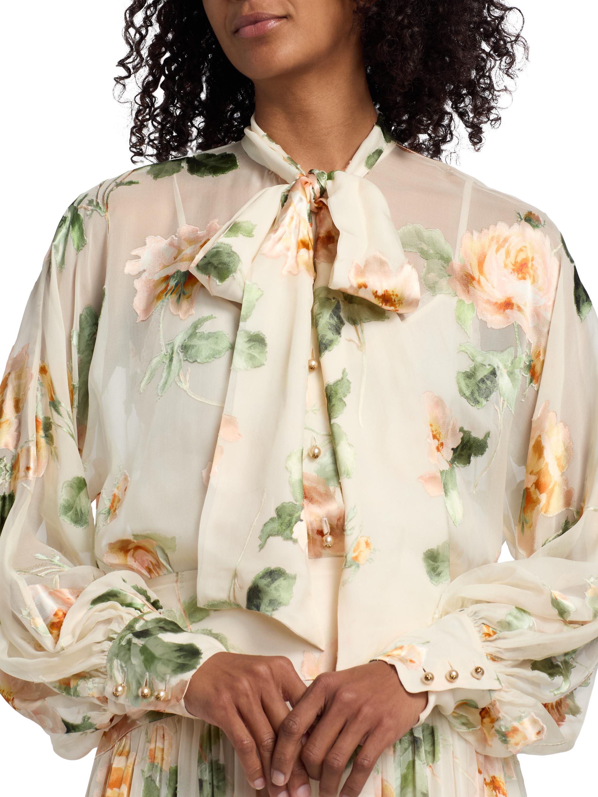 Zimmermann Carousel Burnout Floral Tieneck Blouse | Saks Fifth Avenue