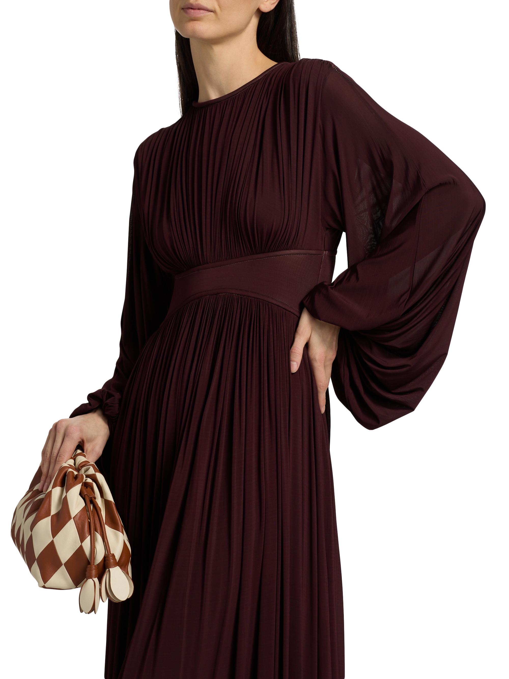 zimmermann pleated maxi dress ZIMMERMANN Memento draped pleated velvet and stretch-knit maxi dress