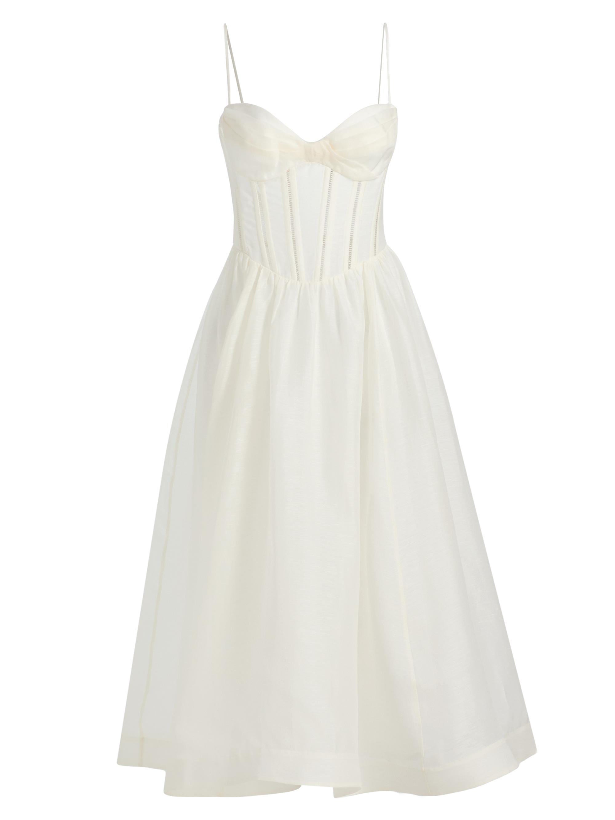 Zimmermann Petal Appliqu Linen-Silk Corset Gown | Saks Fifth Avenue