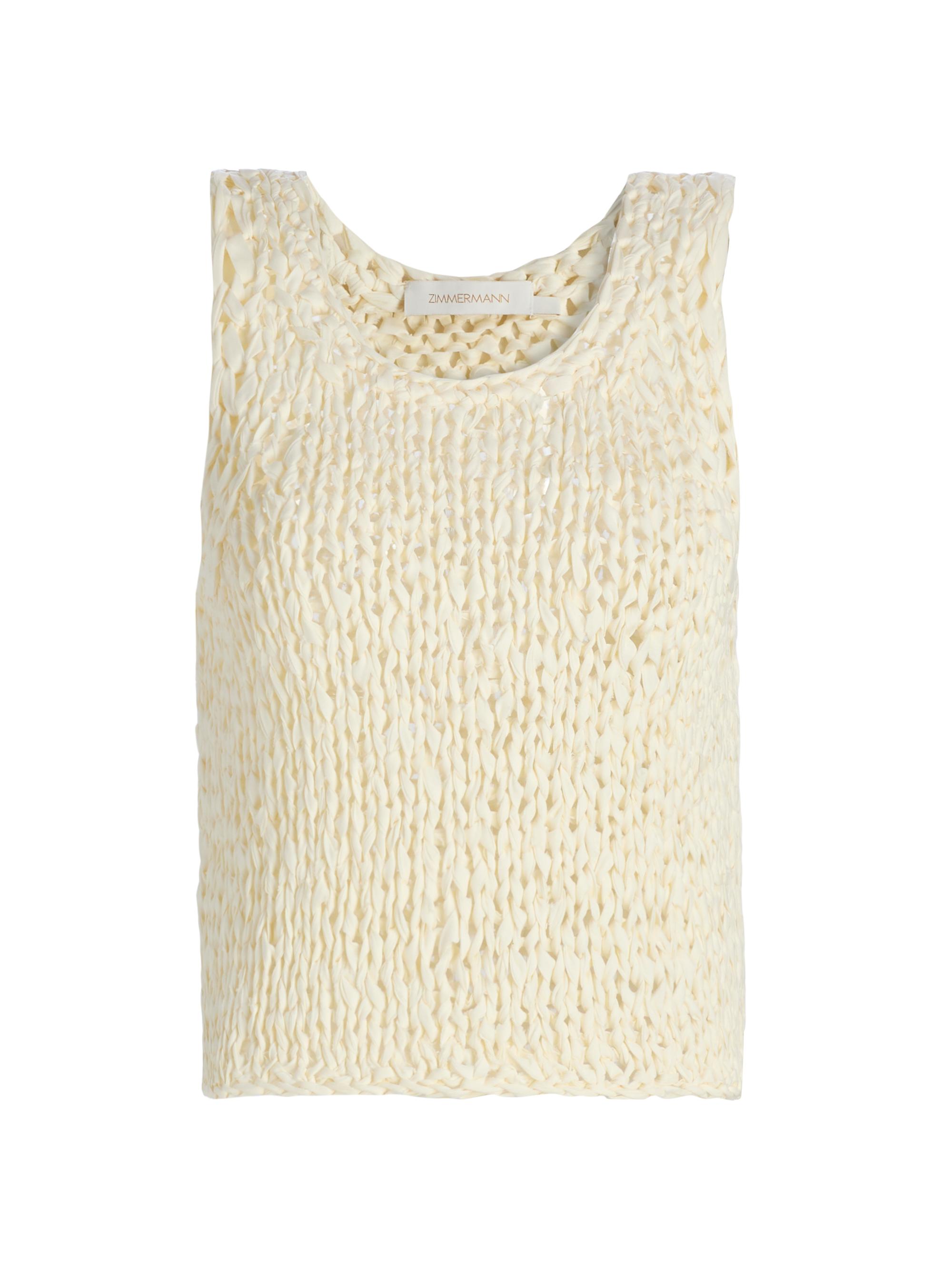 Zimmermann Luna Striped Ribbon-Knit Cotton Tank | Saks Fifth Avenue
