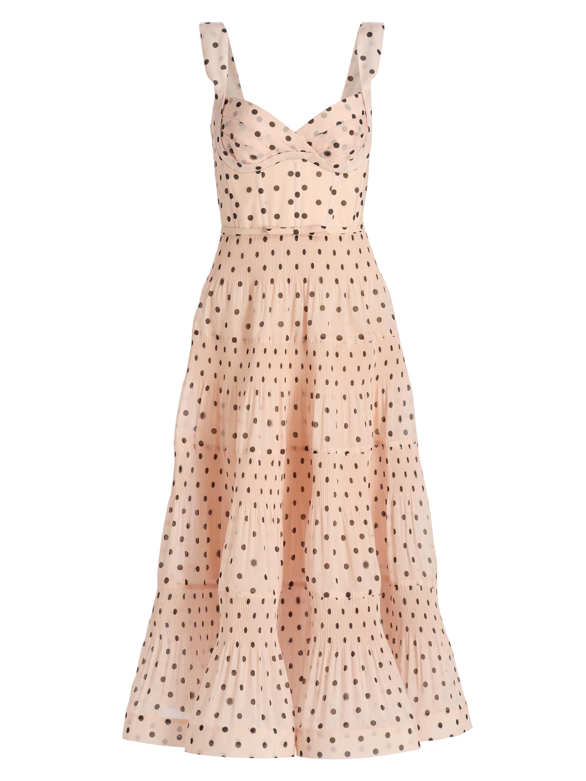 dusty pink polka dot bardot tie waist shift dress A Line V Neck Backless Navy Blue Long Prom Dresses with High Slit, Bac –  abcprom main image 0