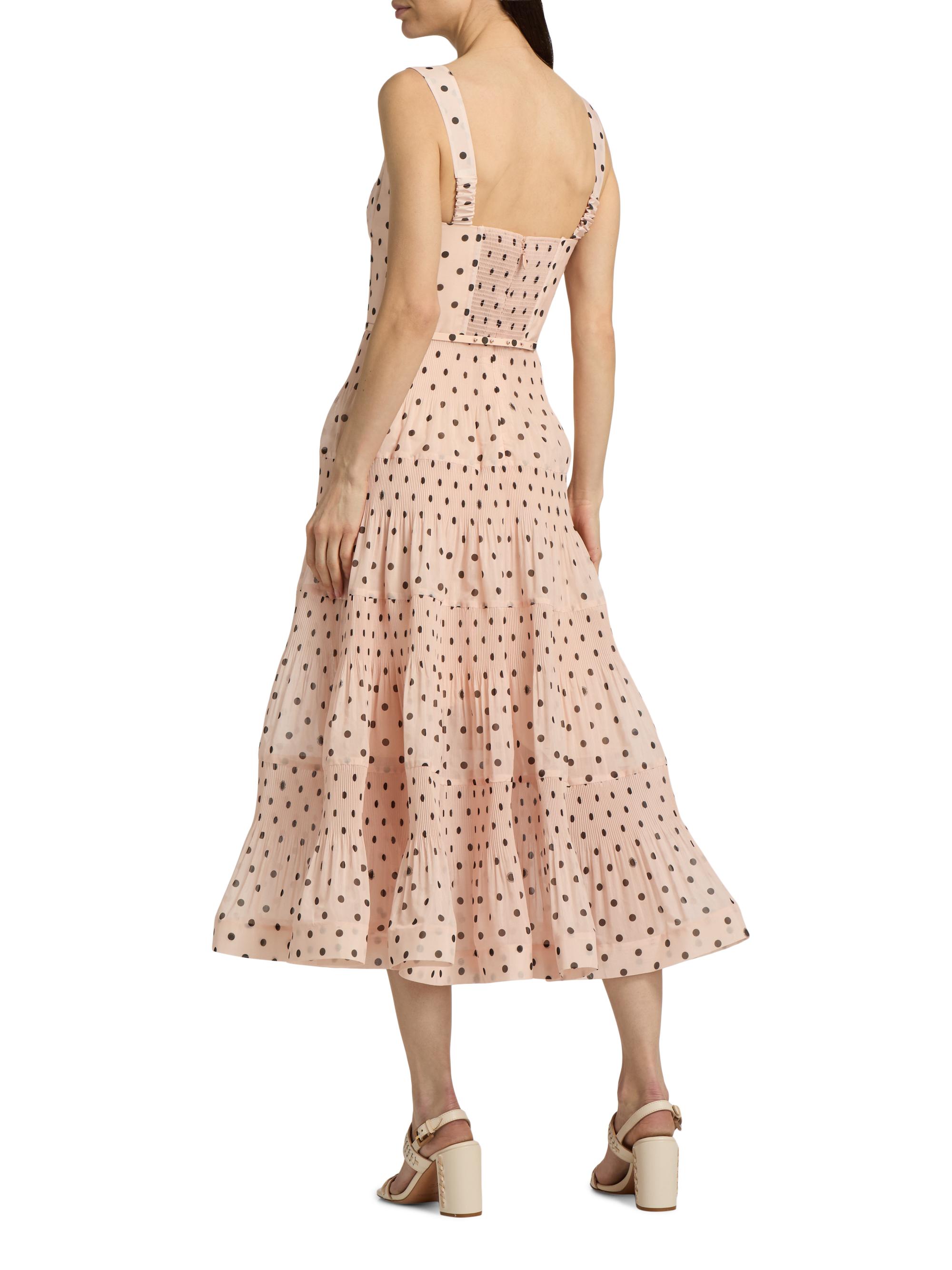 dusty pink polka dot bardot tie waist shift dress Isla Backless Maxi Dress – Chic