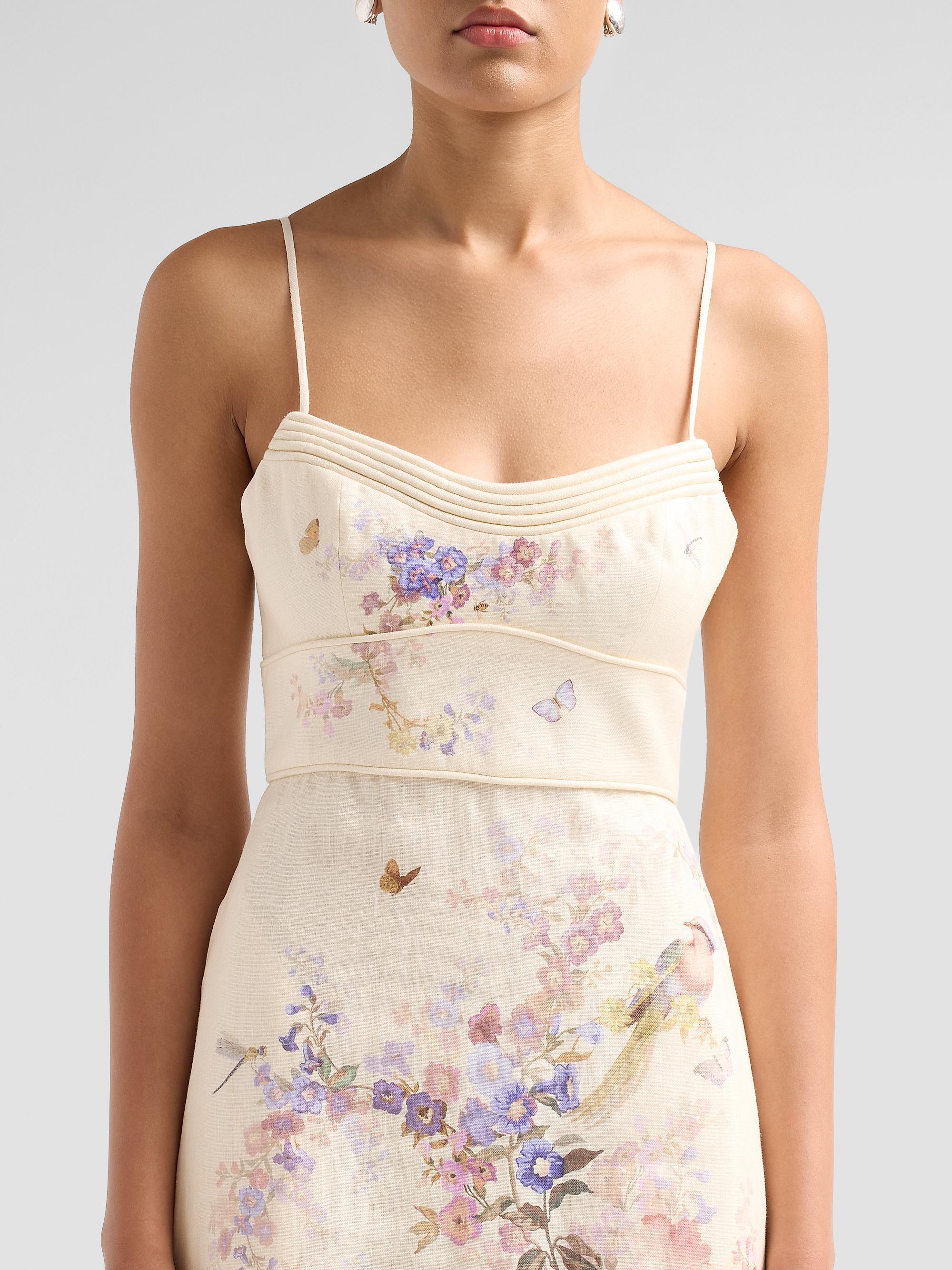 fall floral maxi dress Frill Trim Sleeve Plunge length 53 in size:L/UK14 collection:geneva-prism Nike WMNS First Sight