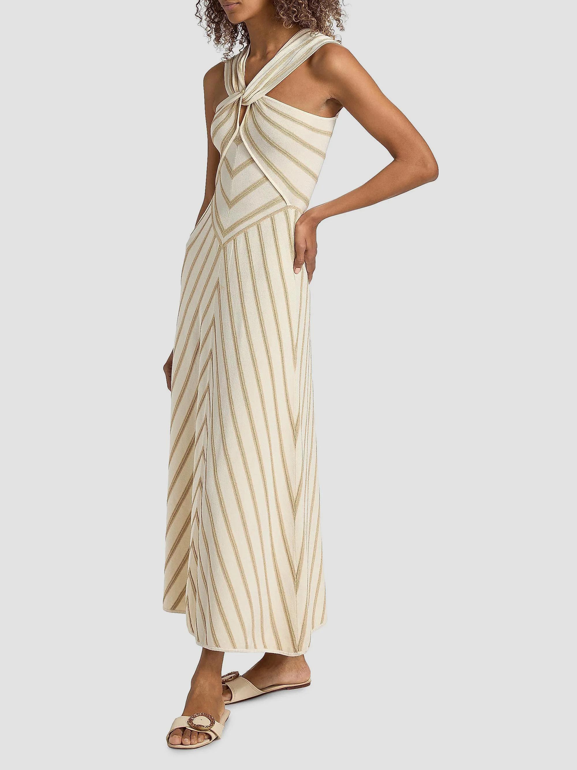 Zimmermann Luna Metallic Stripe A-Line Midi-Dress | Saks Fifth Avenue