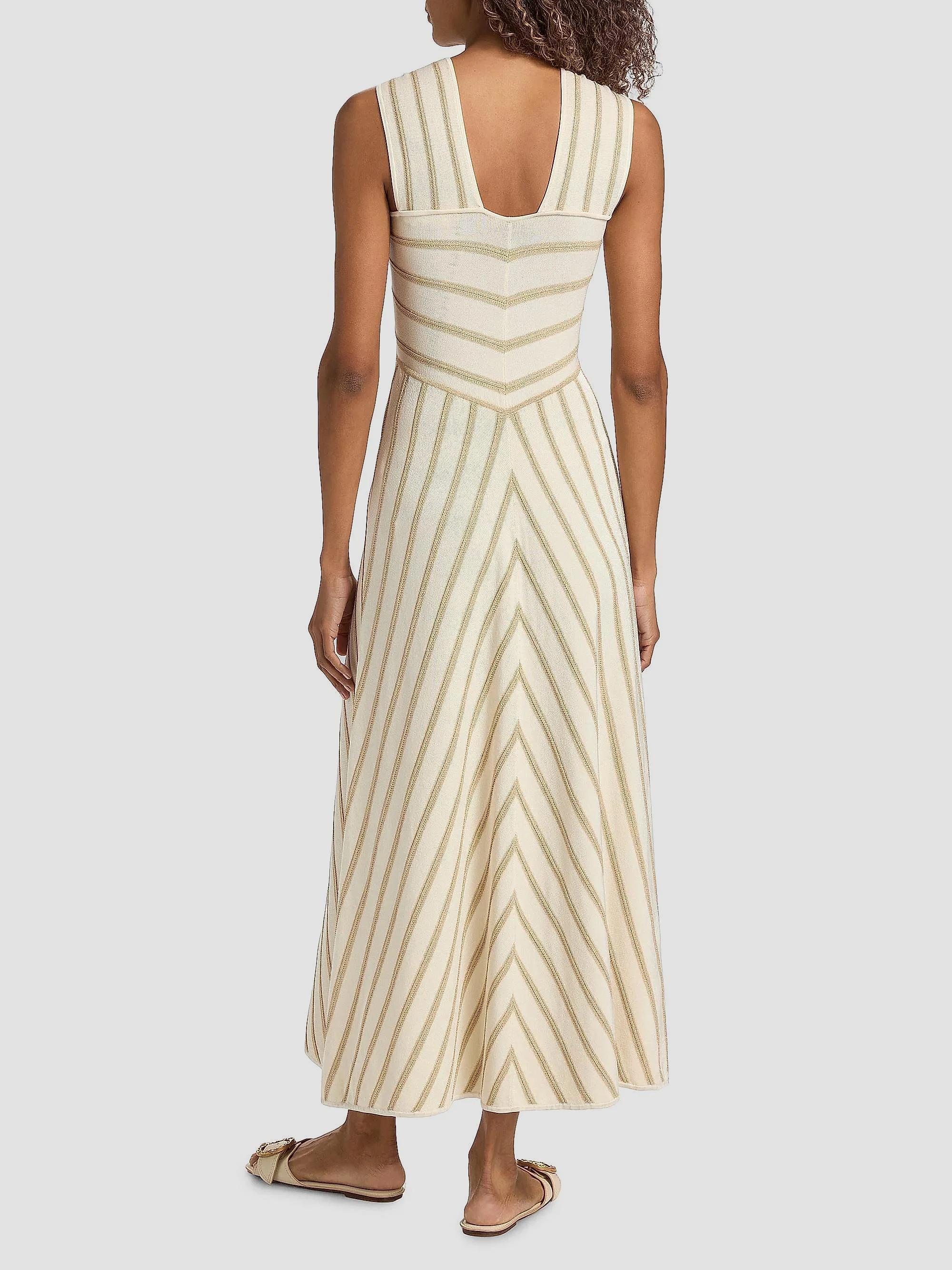 Zimmermann Luna Metallic Stripe A-Line Midi-Dress