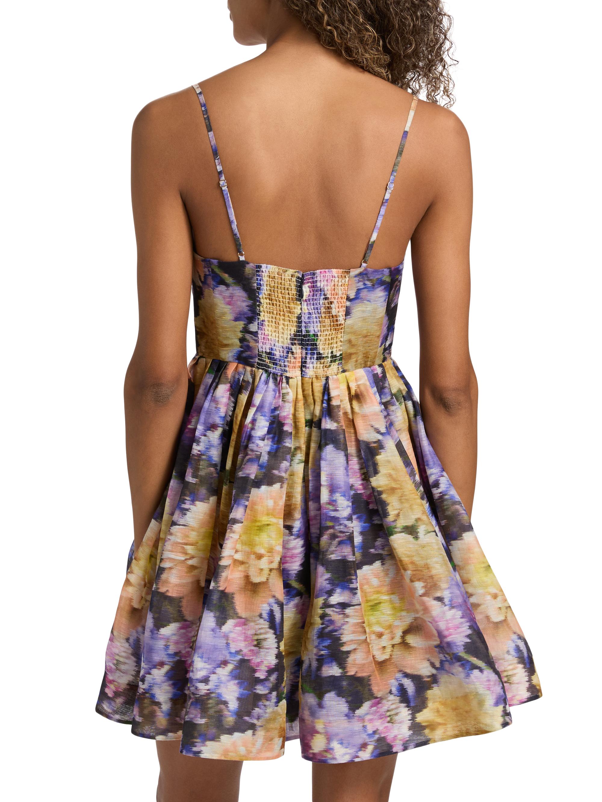 Zimmermann Luna Floral Linen-Silk Fit-&-Flare Minidress | Saks Fifth Avenue