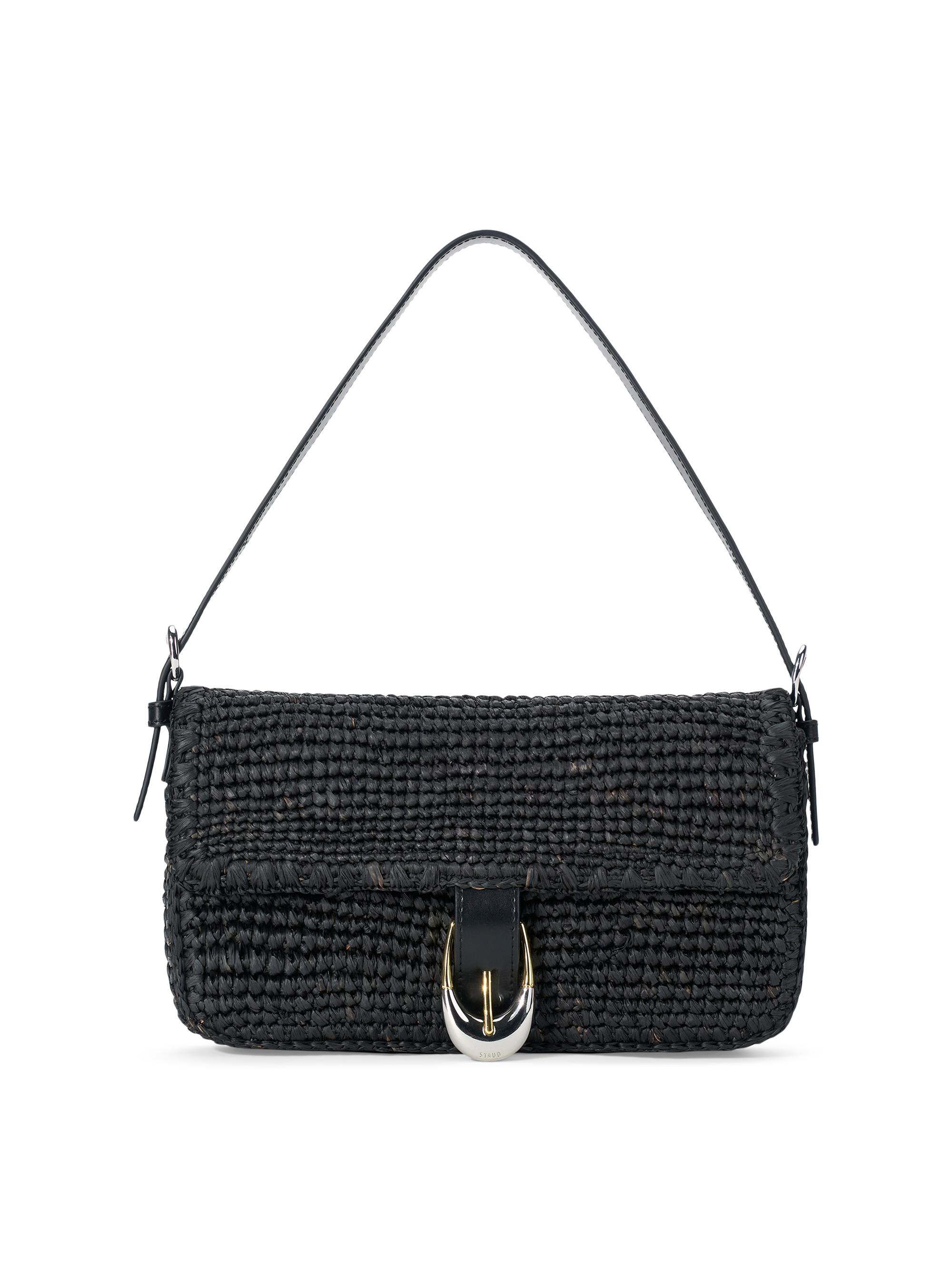 Staud Women's Harlow Raffia Shoulder Bag - Black