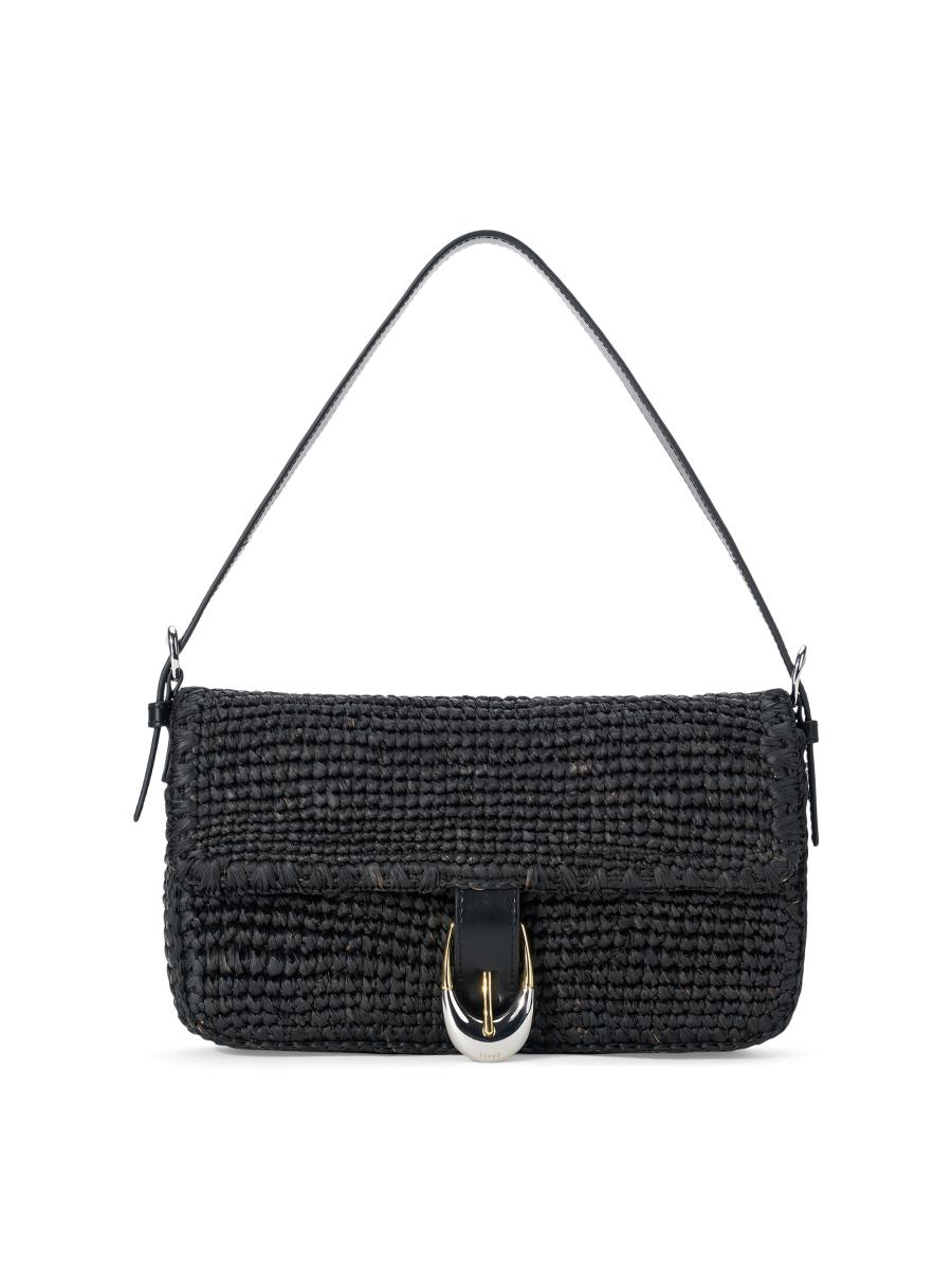 Staud Women's Harlow Raffia Shoulder Bag In Black