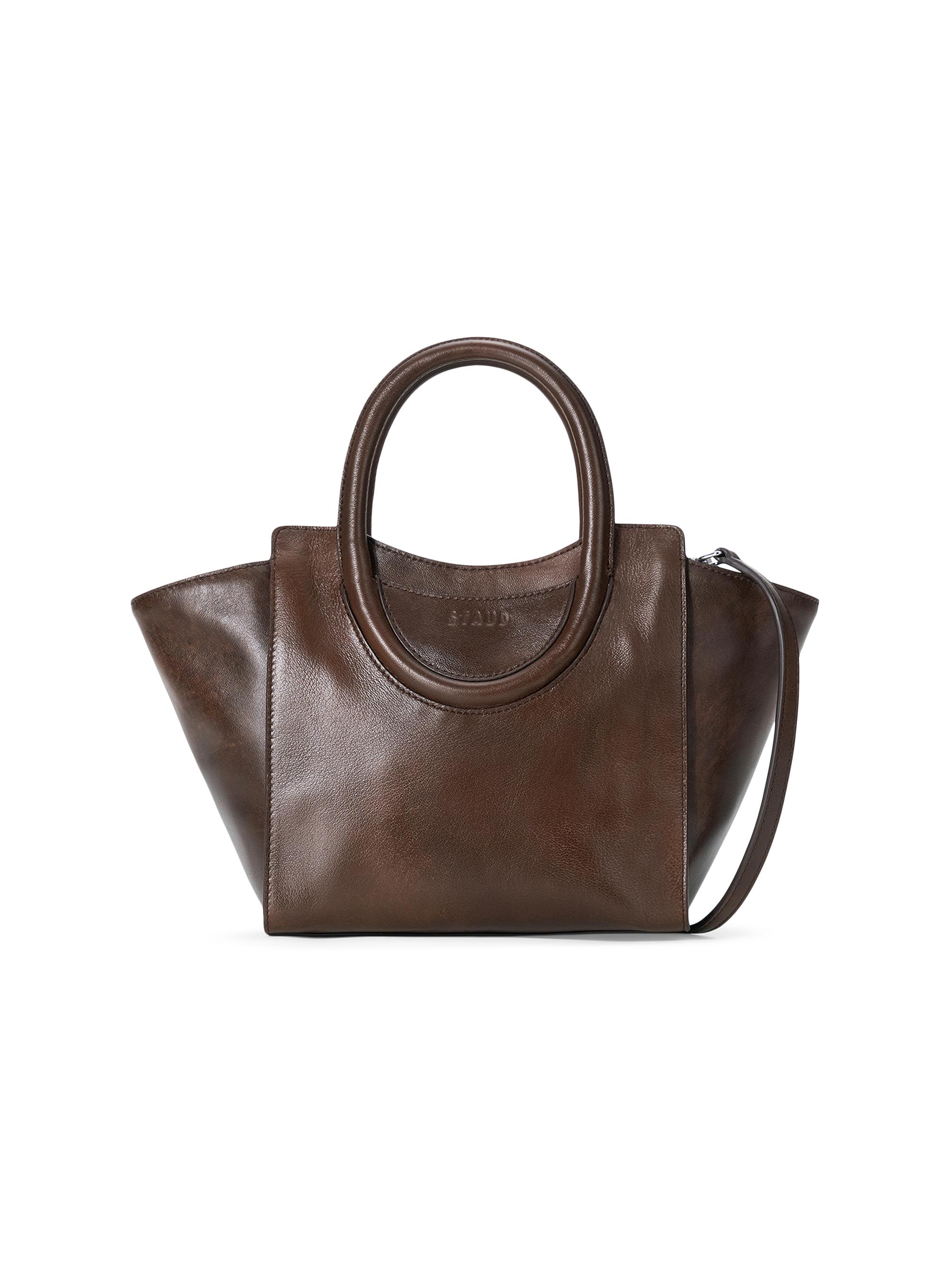 Staud Women's Mini Maude Leather Tote Bag - Espresso Distressed