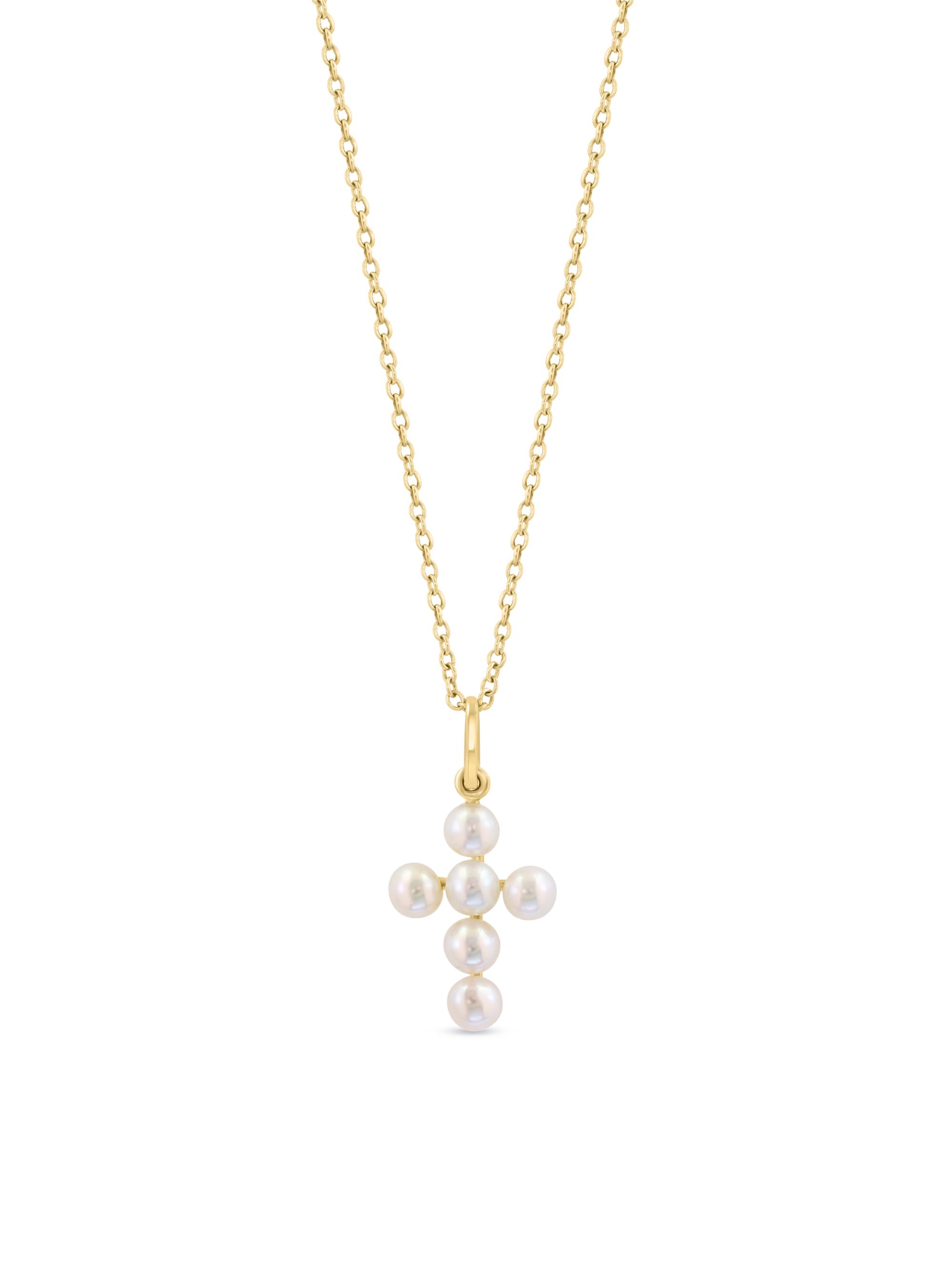 Saks Fifth Avenue Collection Women's 18K Yellow Gold & Cultured Freshwater Pearl Cross Pendant Necklace - Yellow Gold