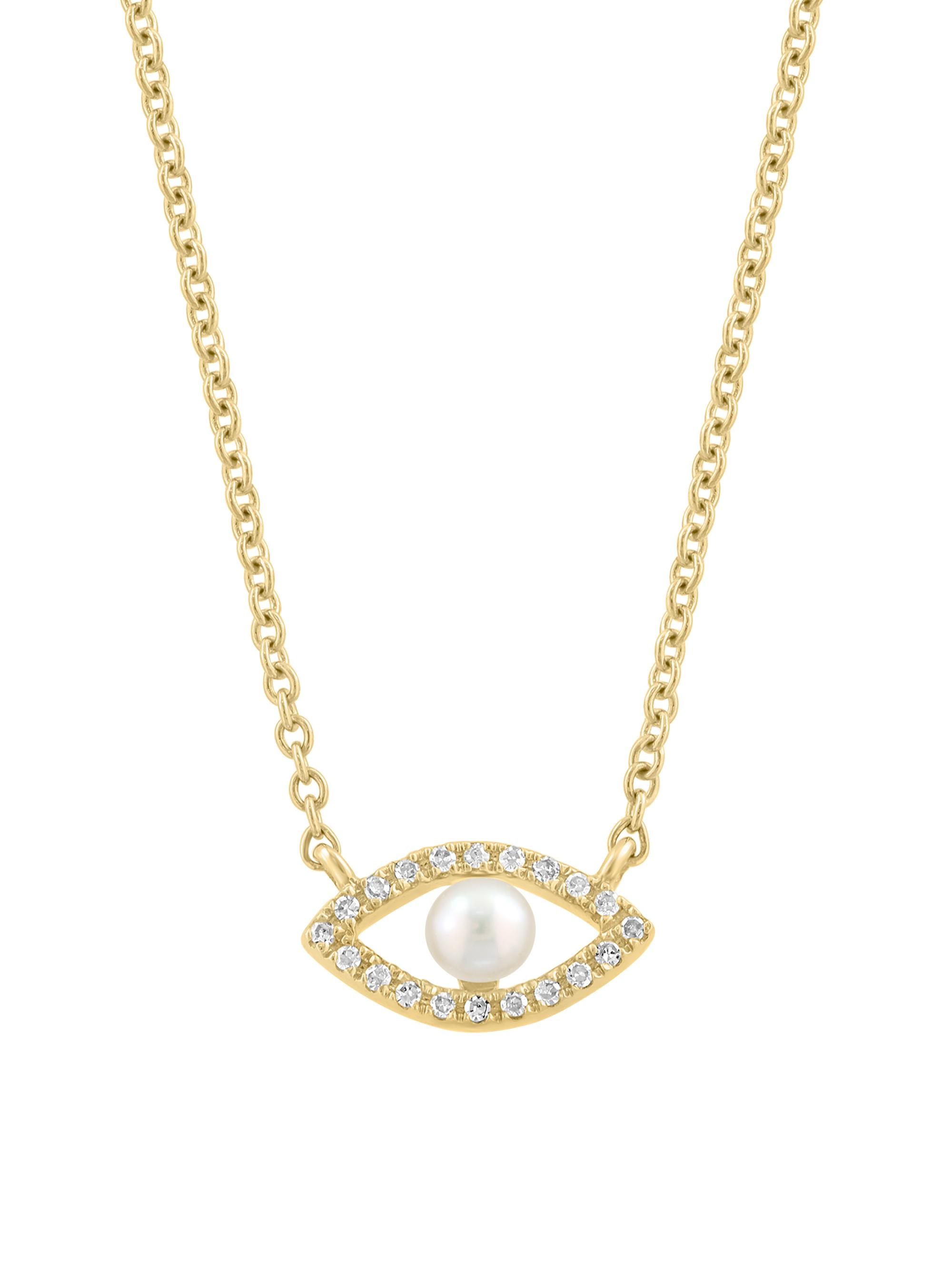 Saks Fifth Avenue Collection Women's 18K Yellow Gold, Cultured Freshwater Pearl & 0.04 TCW Diamond Eye Pendant Necklace - Yellow Gold