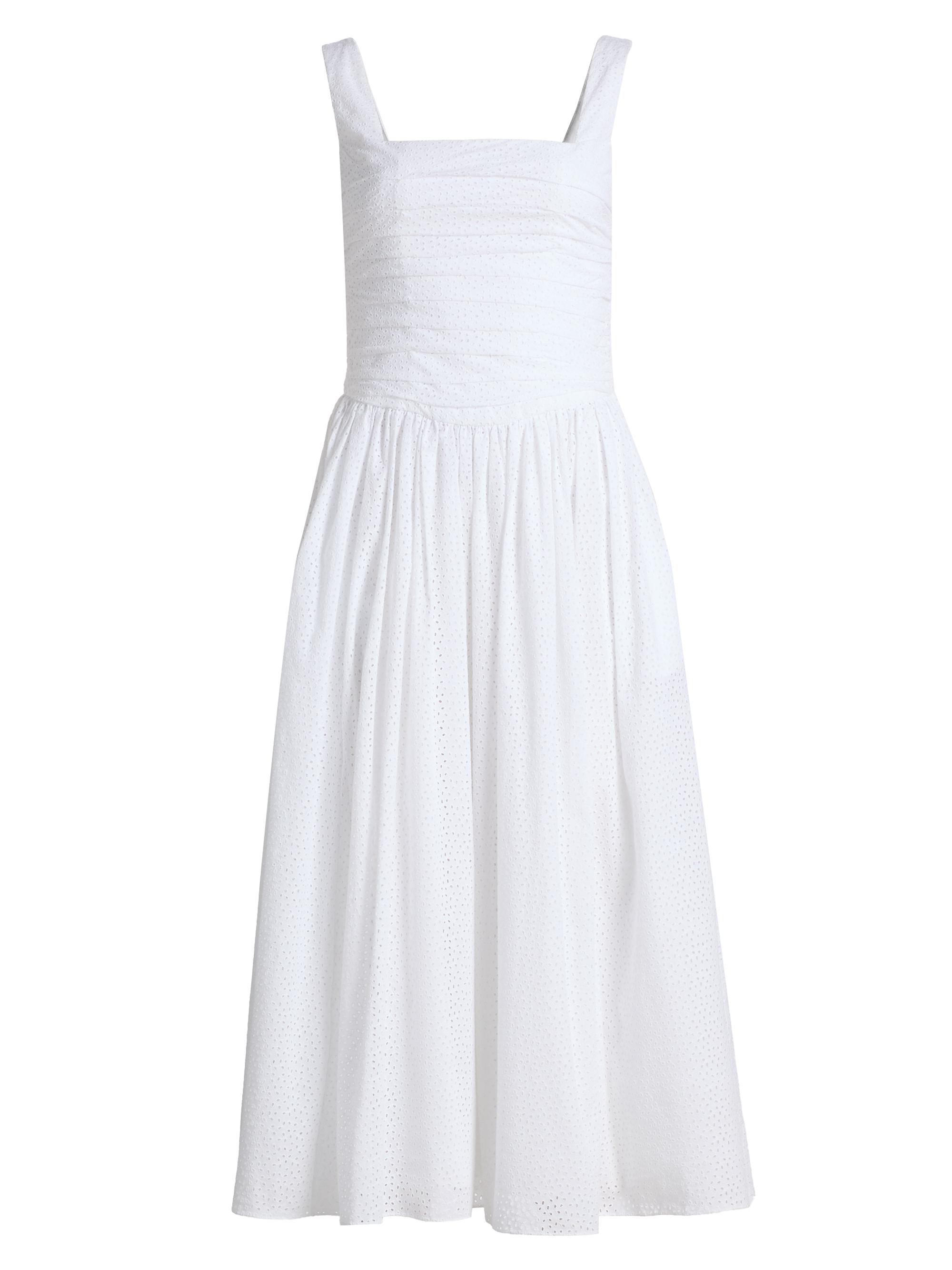 Markarian Women's Maeve Ruched Eyelet Cotton Midi-Dress - White Floral Eyelet