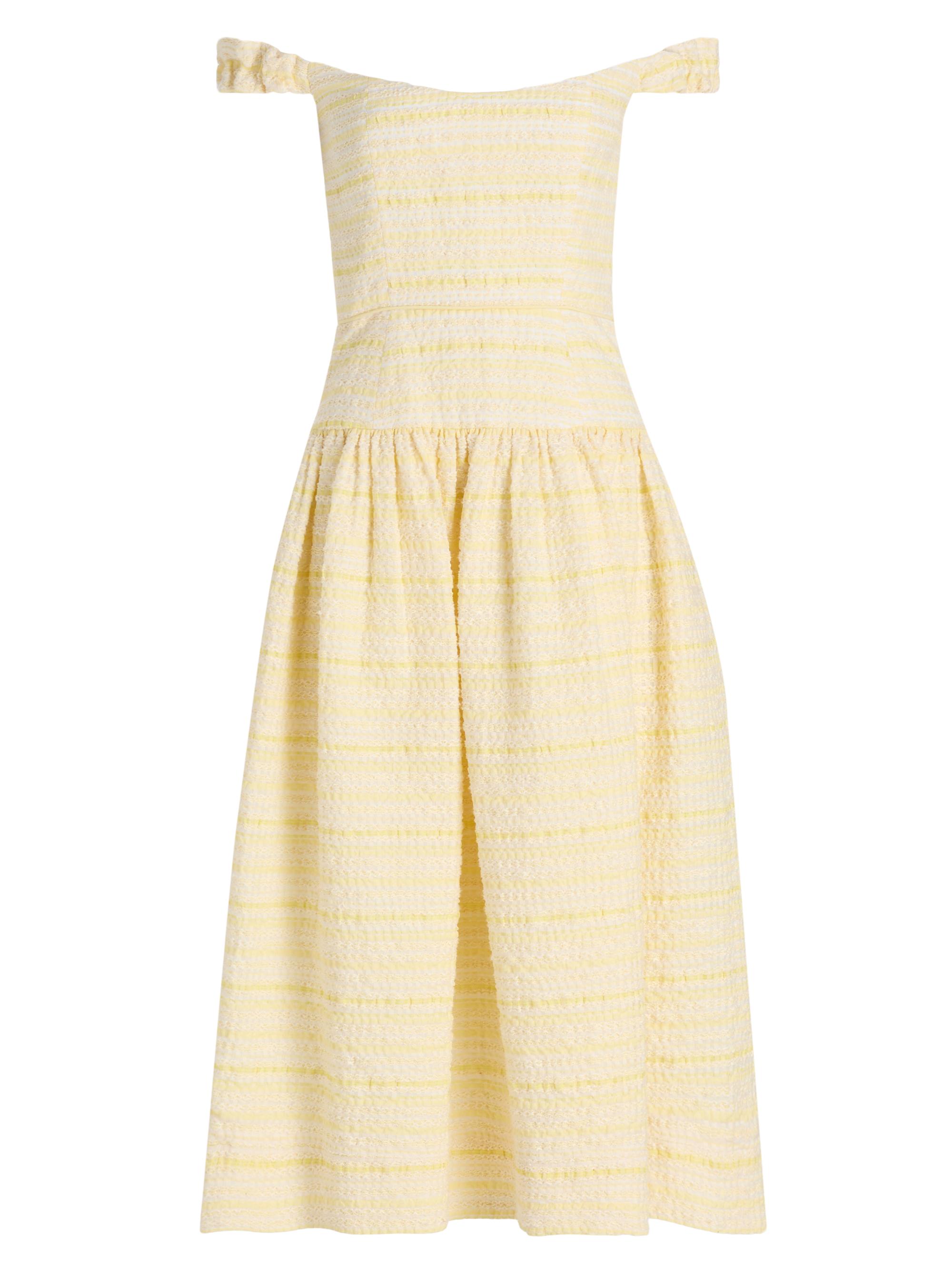 Markarian Women's Giorgia Textured Striped Organza Midi-Dress - Lemon Yellow