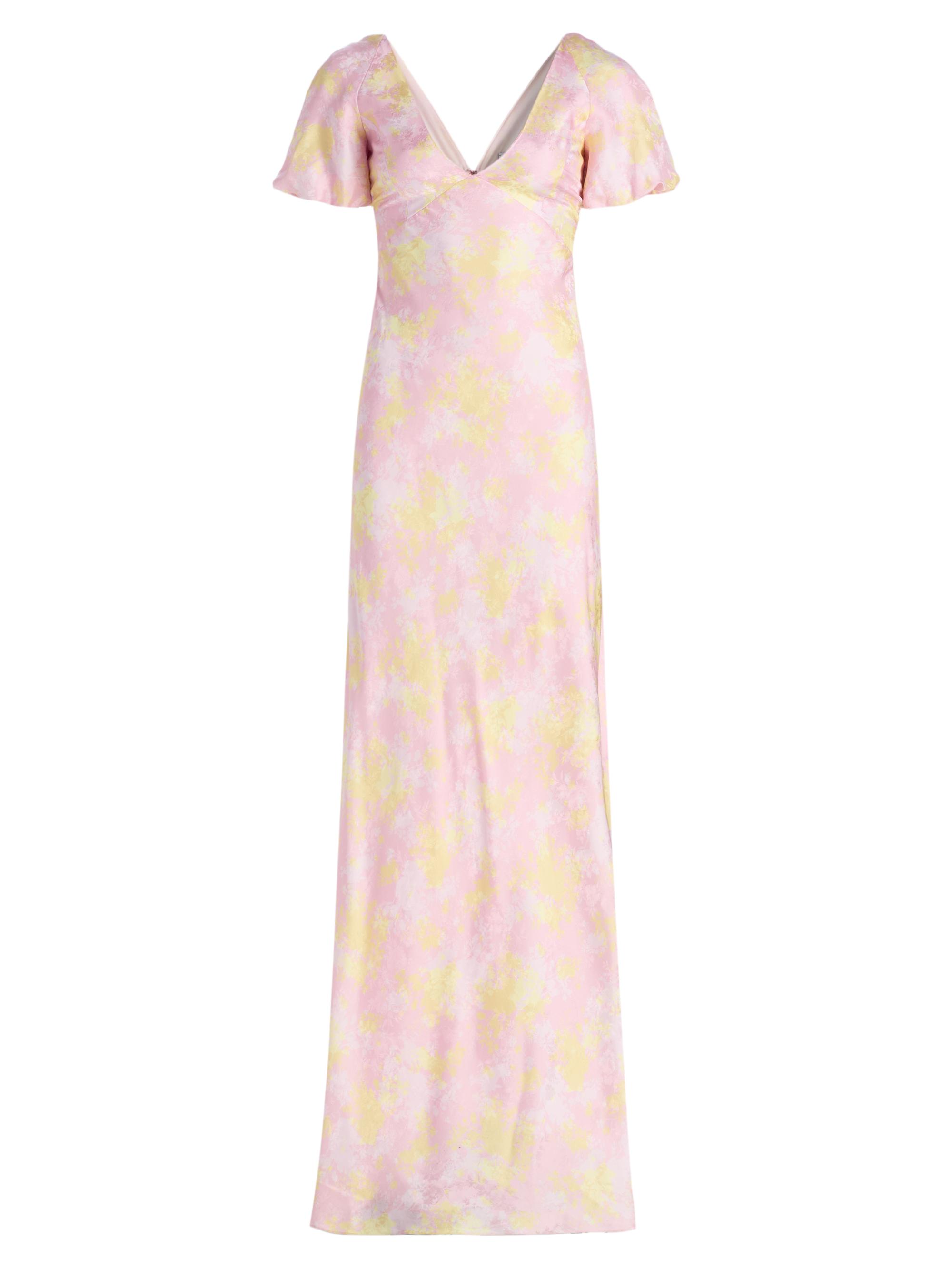 Markarian Women's Lilou Flora Silk Satin Column Gown - Pink And Yellow Floral