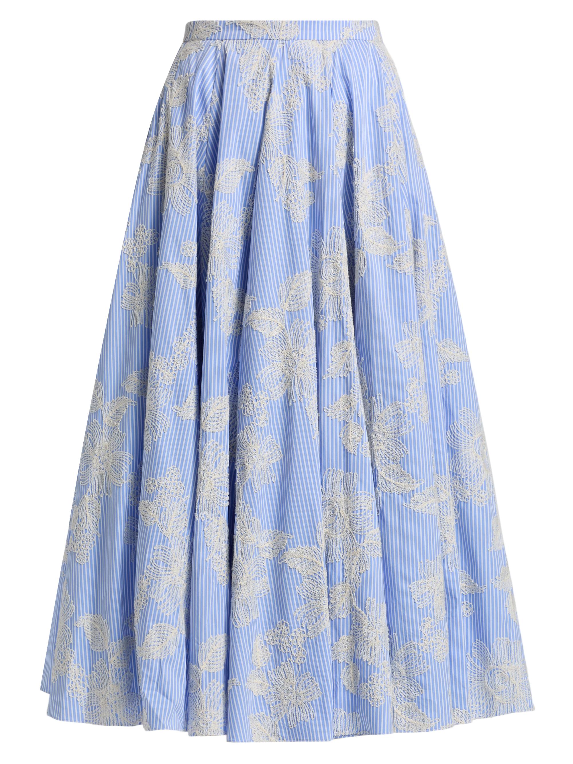 Markarian Women's Soleil Floral-Embroidered Pinstripe Midi-Skirt -  And Blue Floral