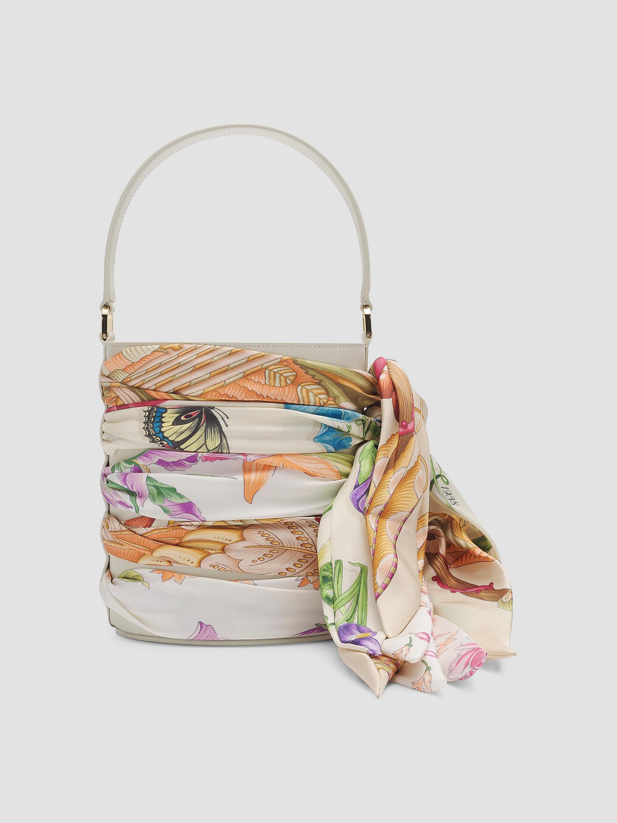 FERRAGAMO Women's Scarf-Wrapped Mini Leather Bucket Bag - Floreale | Thumbnail 6