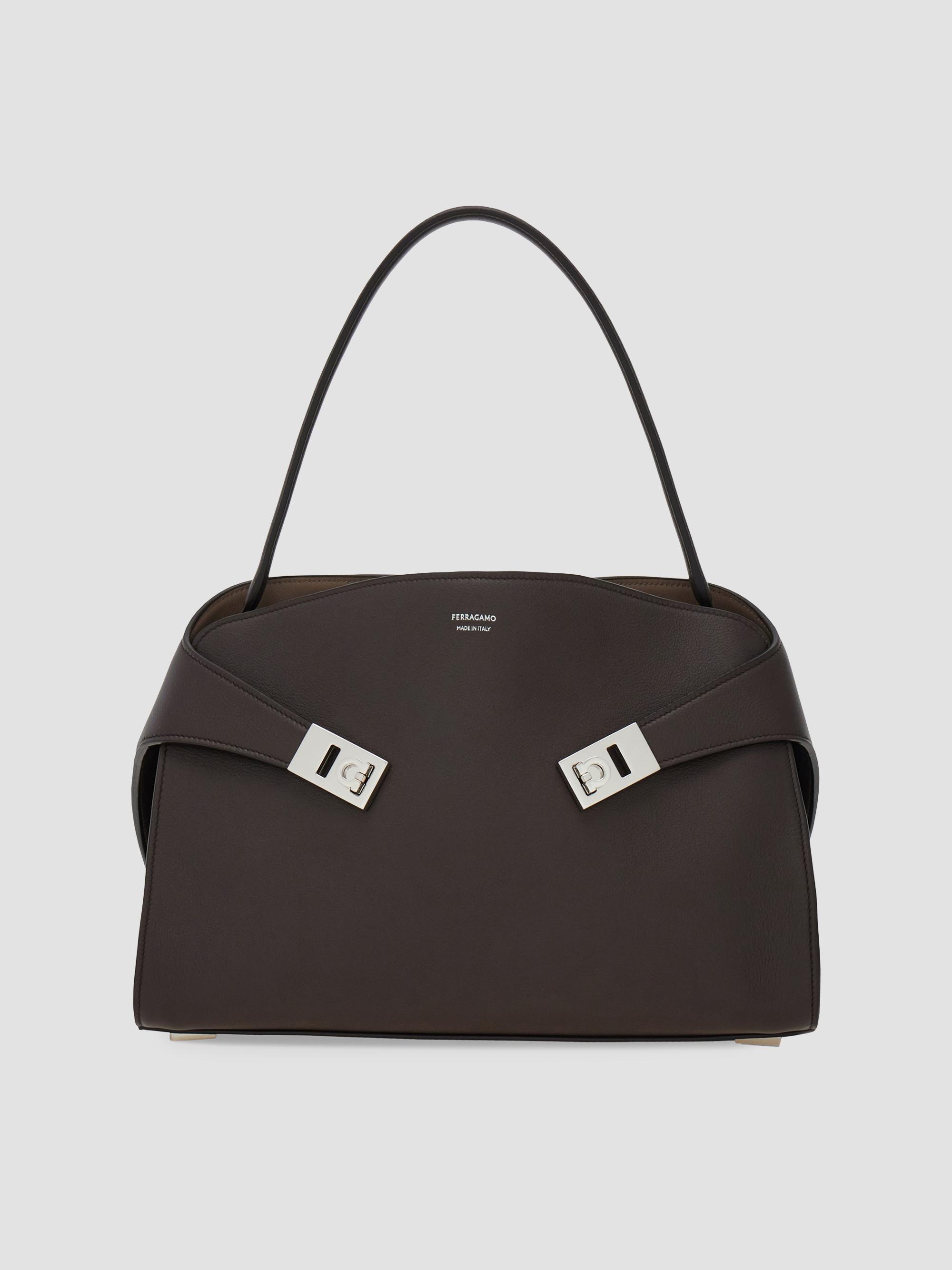 FERRAGAMO Women's Hug  Leather Top Handle Bag - Testa Di Moro | Thumbnail 9