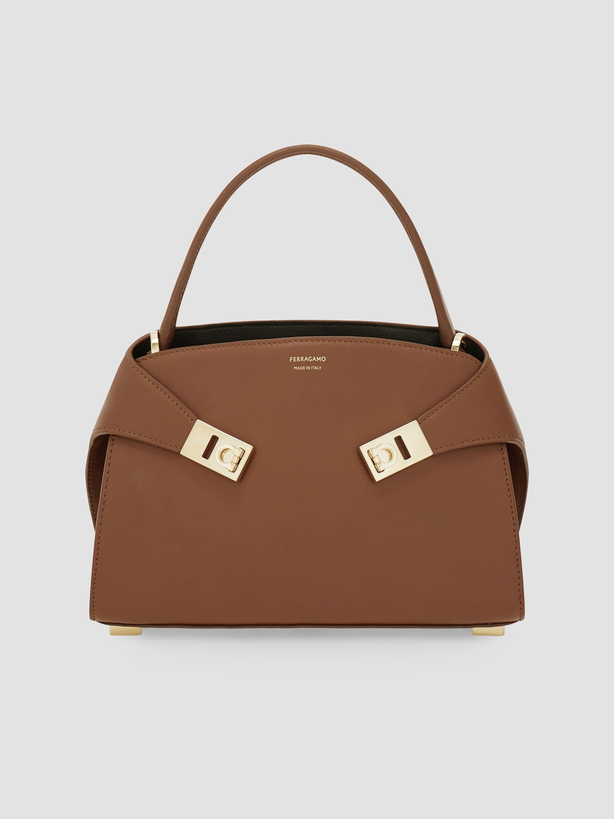 FERRAGAMO Studio Box Open-Weave Raffia Top-Handle Bag | Saks Fifth