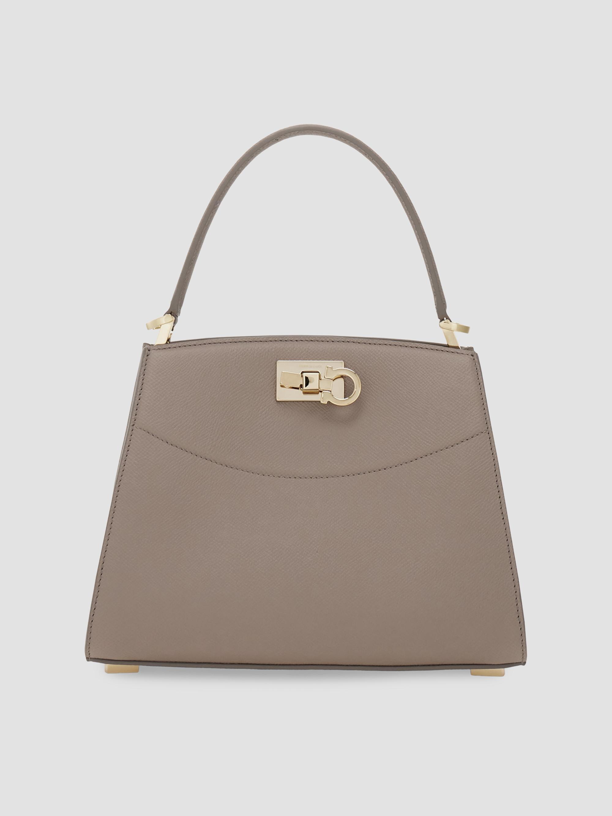 FERRAGAMO Women's Studio Box Extra-Small Leather Top Handle Bag - Mascarpone | Thumbnail 7