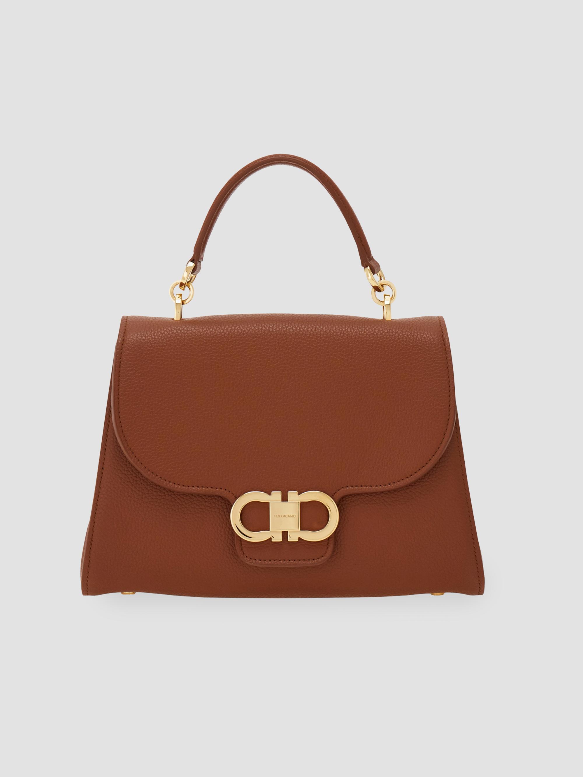 FERRAGAMO Double Gancini Leather Top Handle Bag | Saks Fifth Avenue
