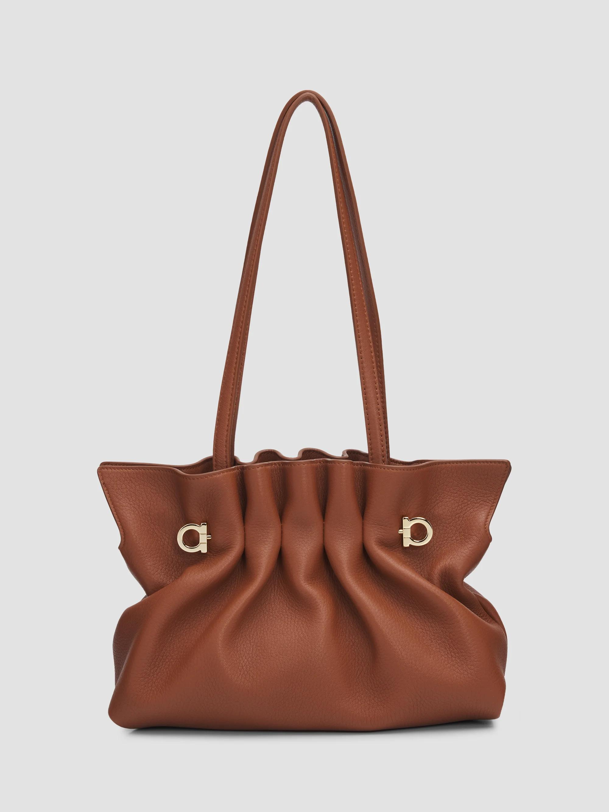 FERRAGAMO Women's Soft Grain Leather Shoulder Bag - Cognac