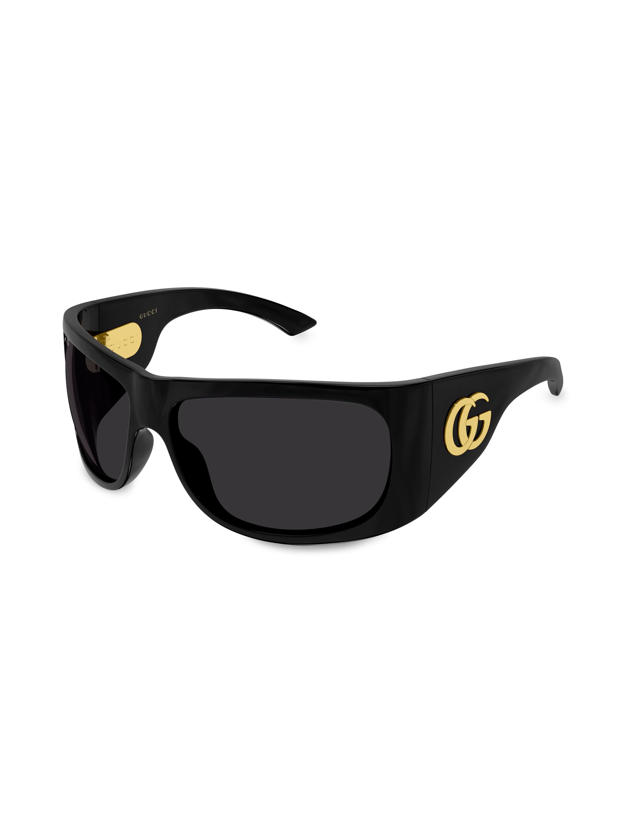 Gucci Women's Double G 66MM Logo Square Sunglasses - Gold Black