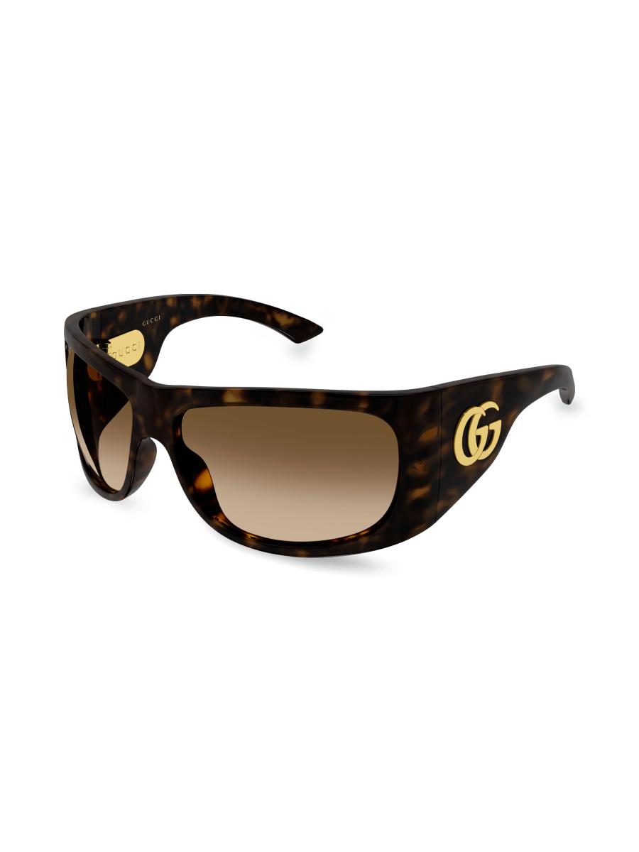 Gucci Double G 66MM Geometric Sunglasses | Saks Fifth Avenue