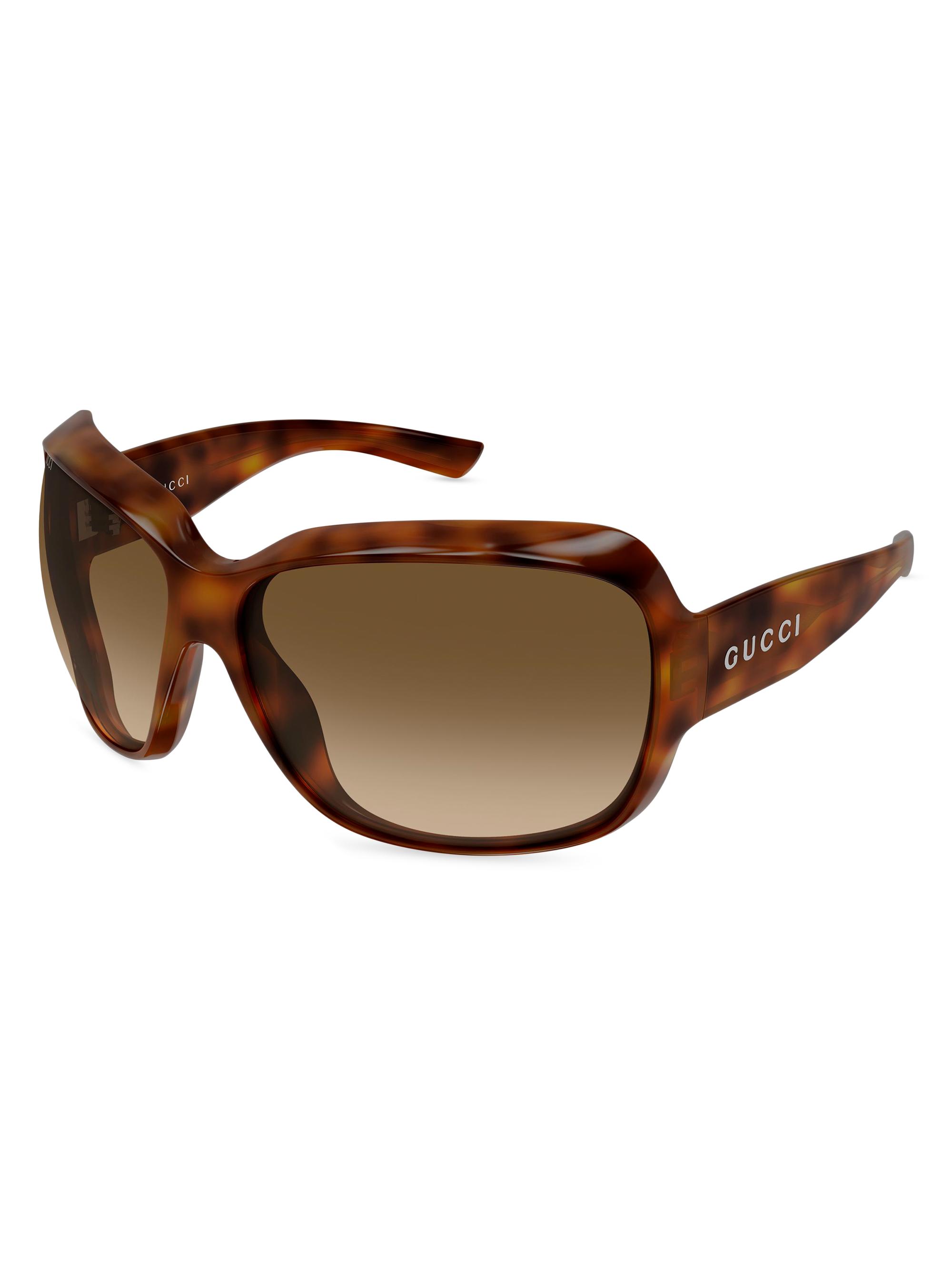Gucci Women's Lettering 70MM Rectangular Sunglasses - Brown