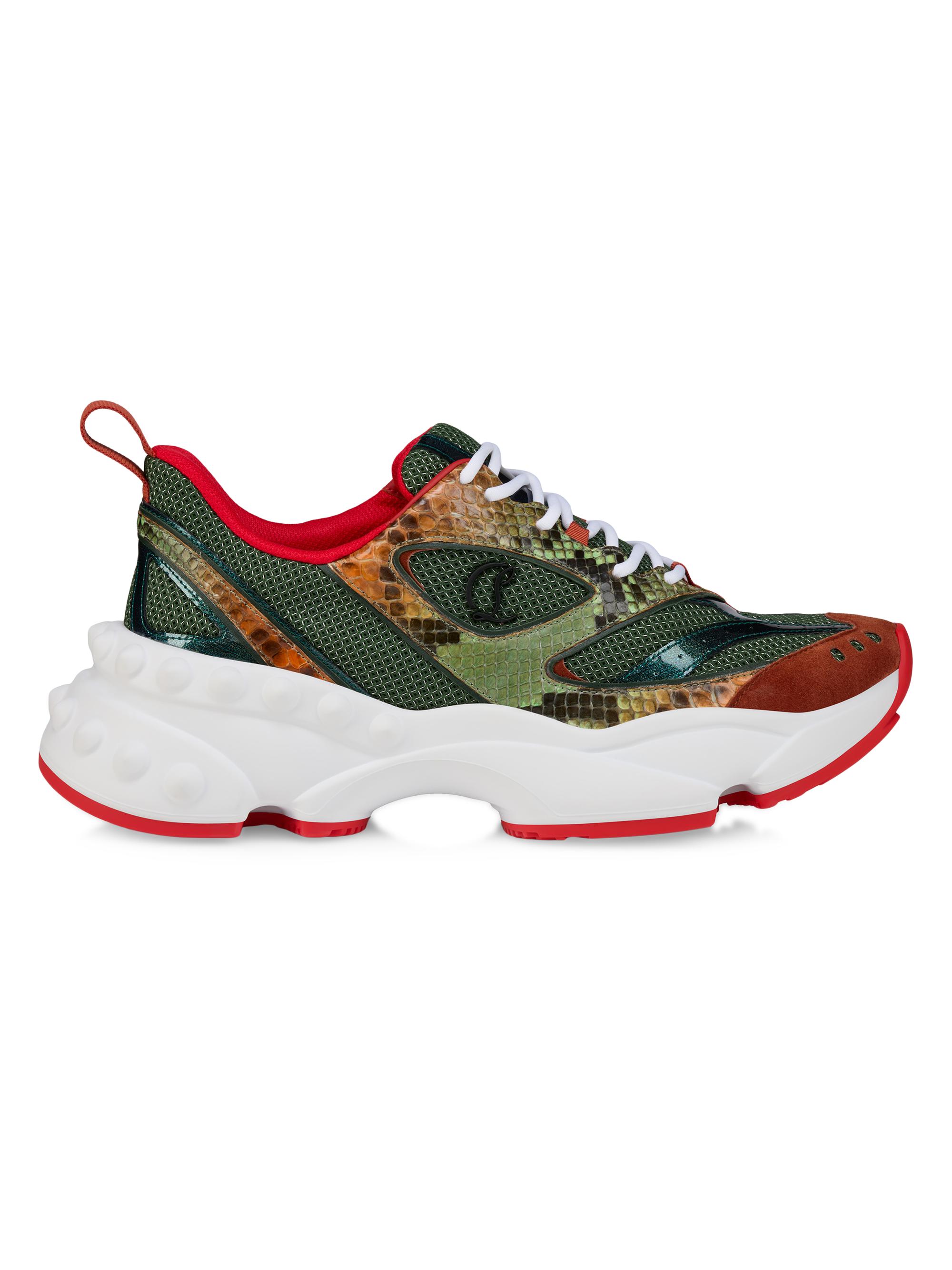 Christian Louboutin Men's So Flo Python Dégradé Leather and Veau Velours Sneakers - Palio Haiiro