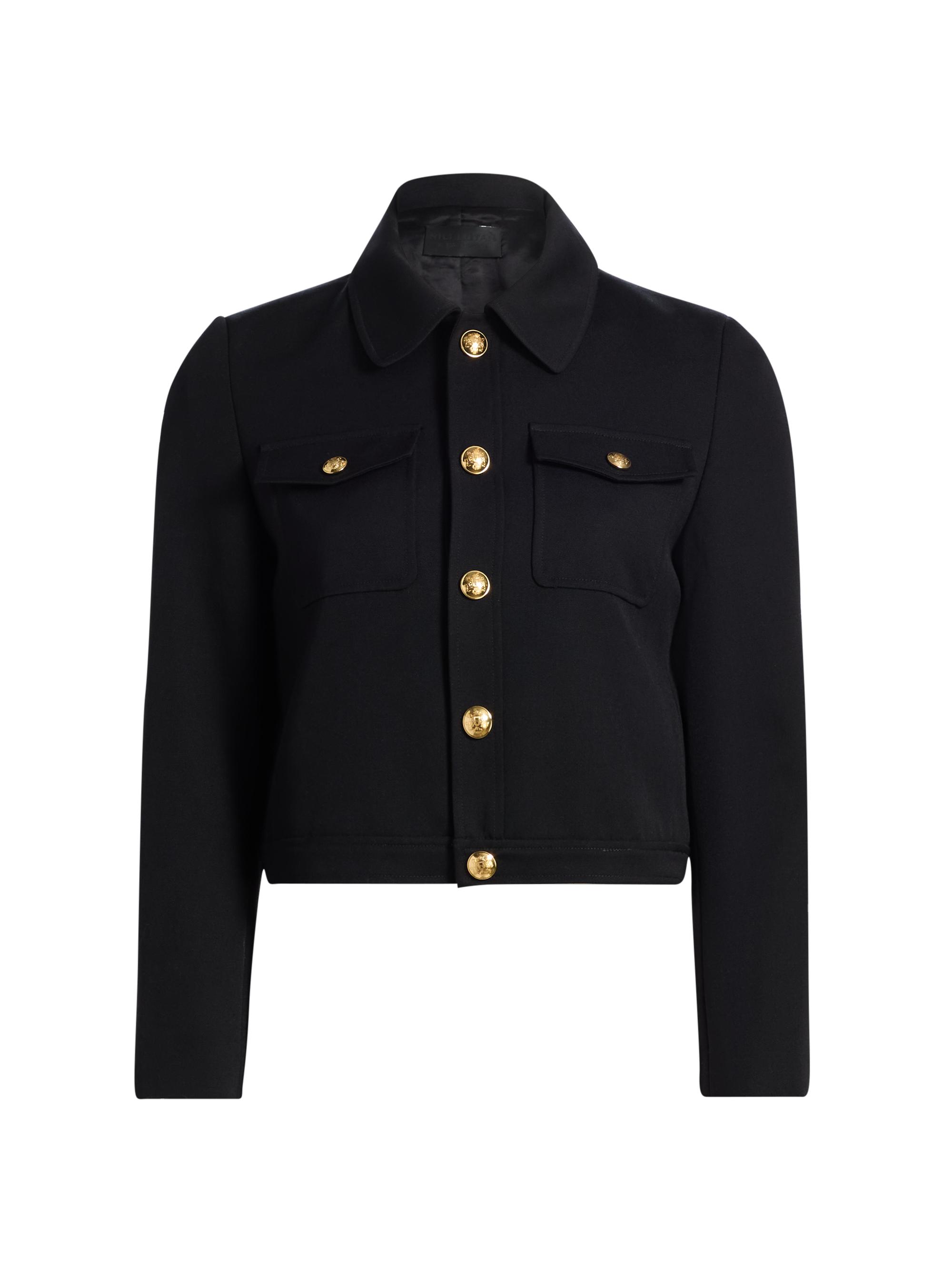 Nili Lotan Women's Edna Virgin Wool Cropped Jacket - Black