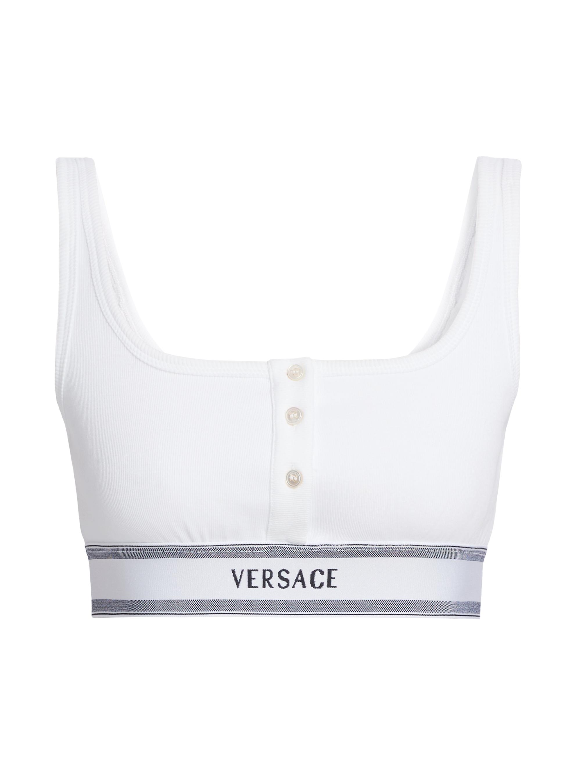 Versace Women's Bio Cotton Rib-Knit Bra - White