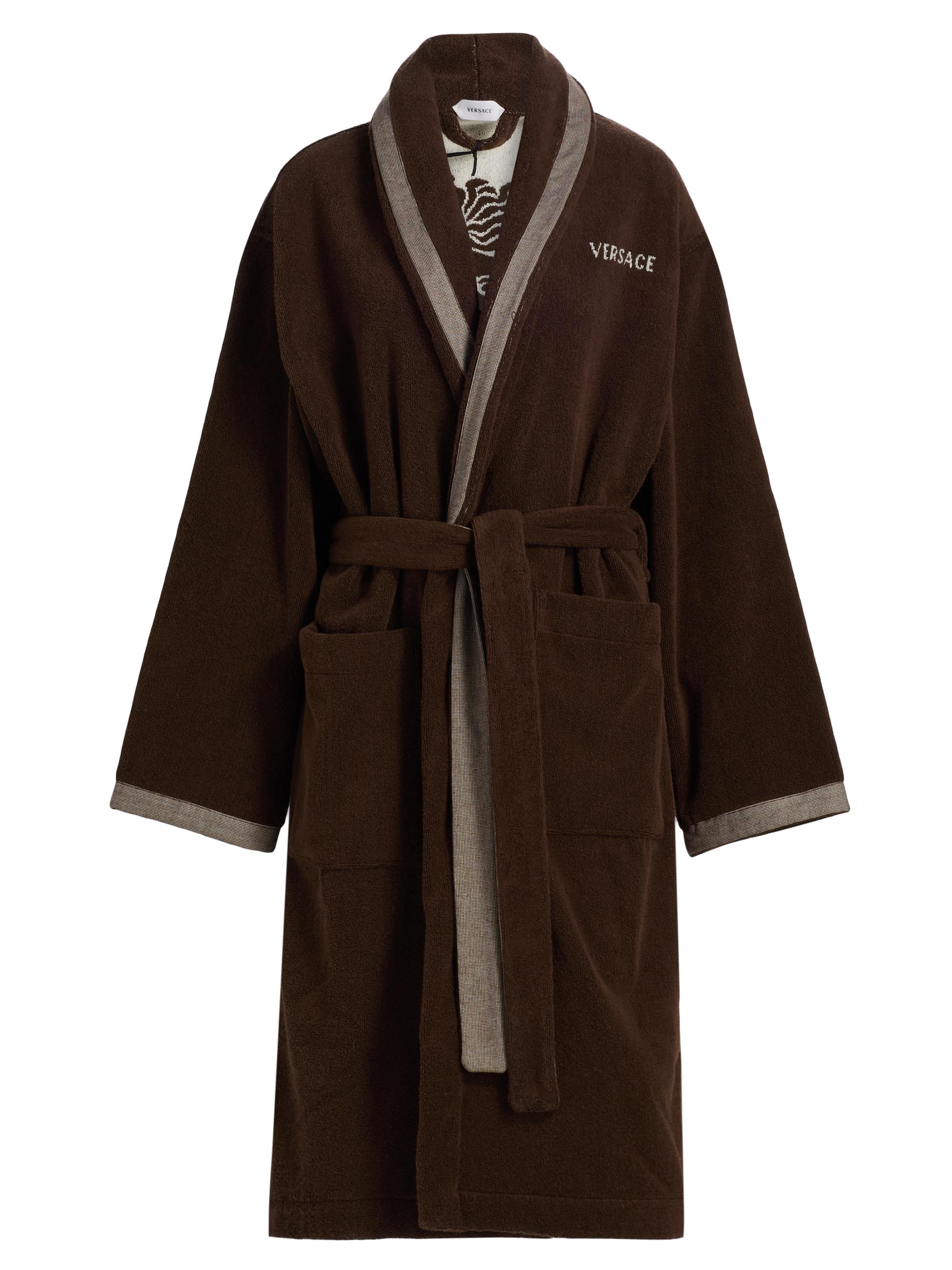 Versace Women's Medusa Jacquard Cotton Terry Bathrobe - Brown