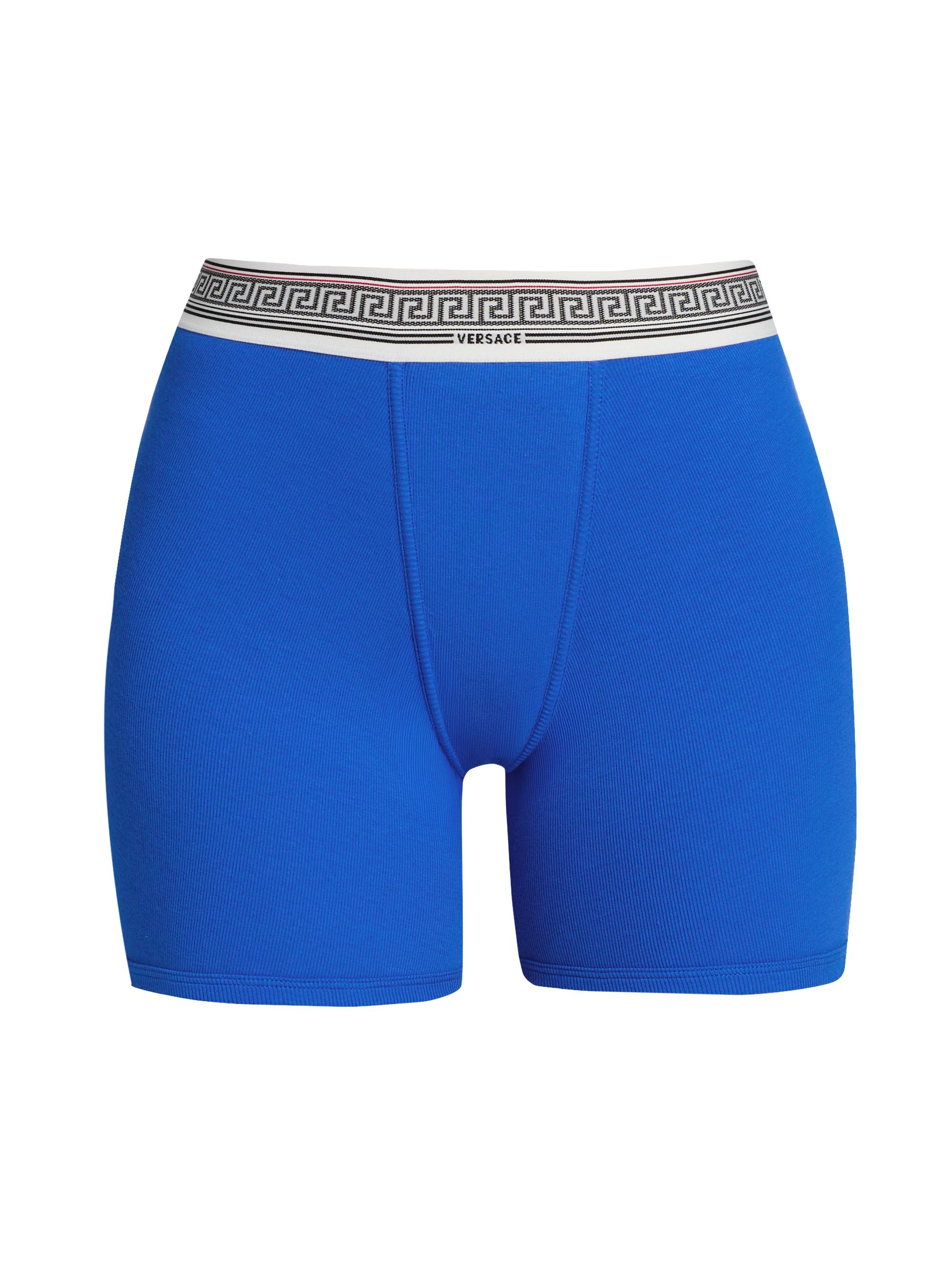 Versace Women's Ciclista Cotton Rib-Knit Trunks - Blue