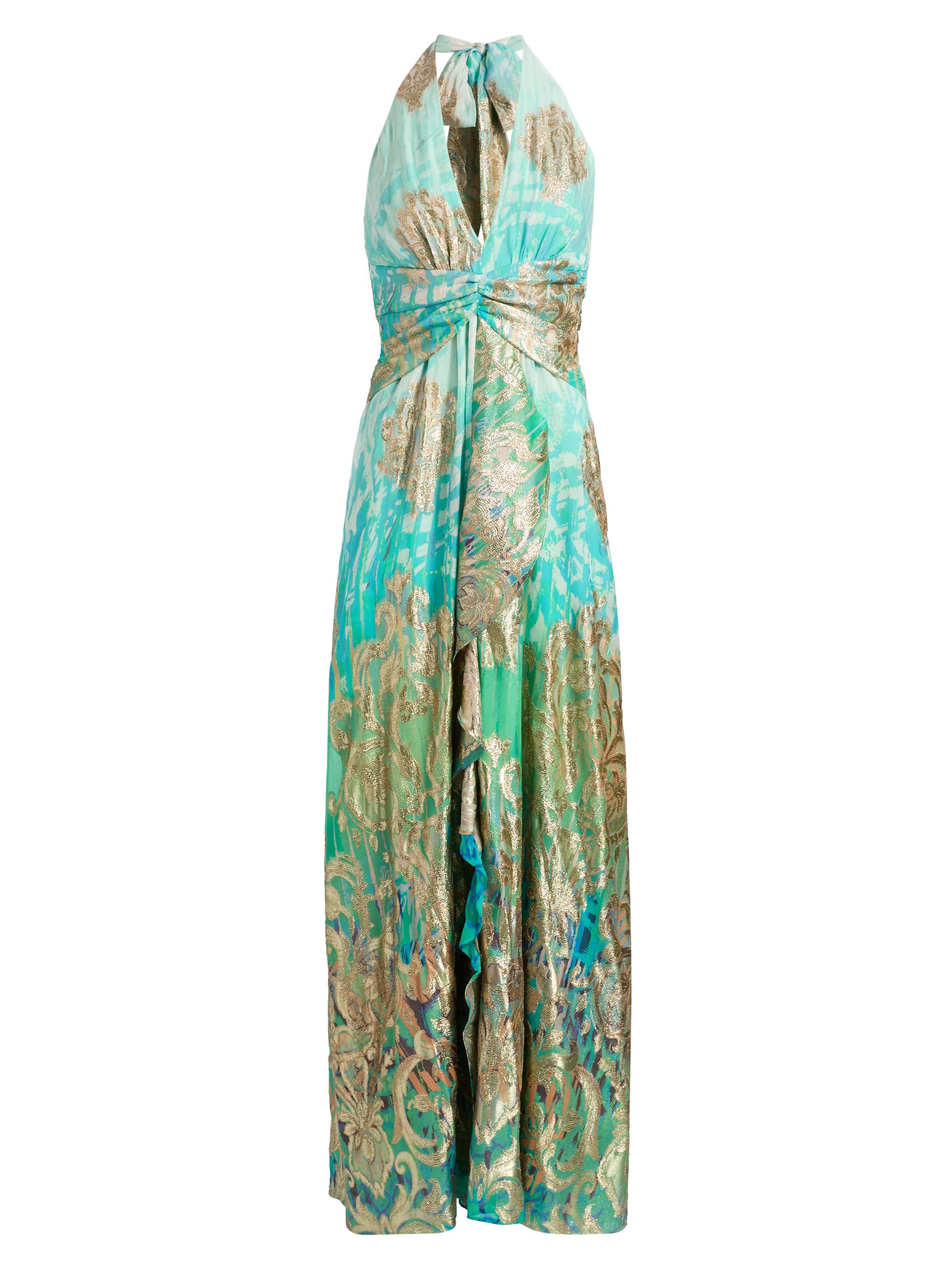 Ramy Brook Women's Stephanie Printed Metallic Ombré Gown - Bright Lime Ombre