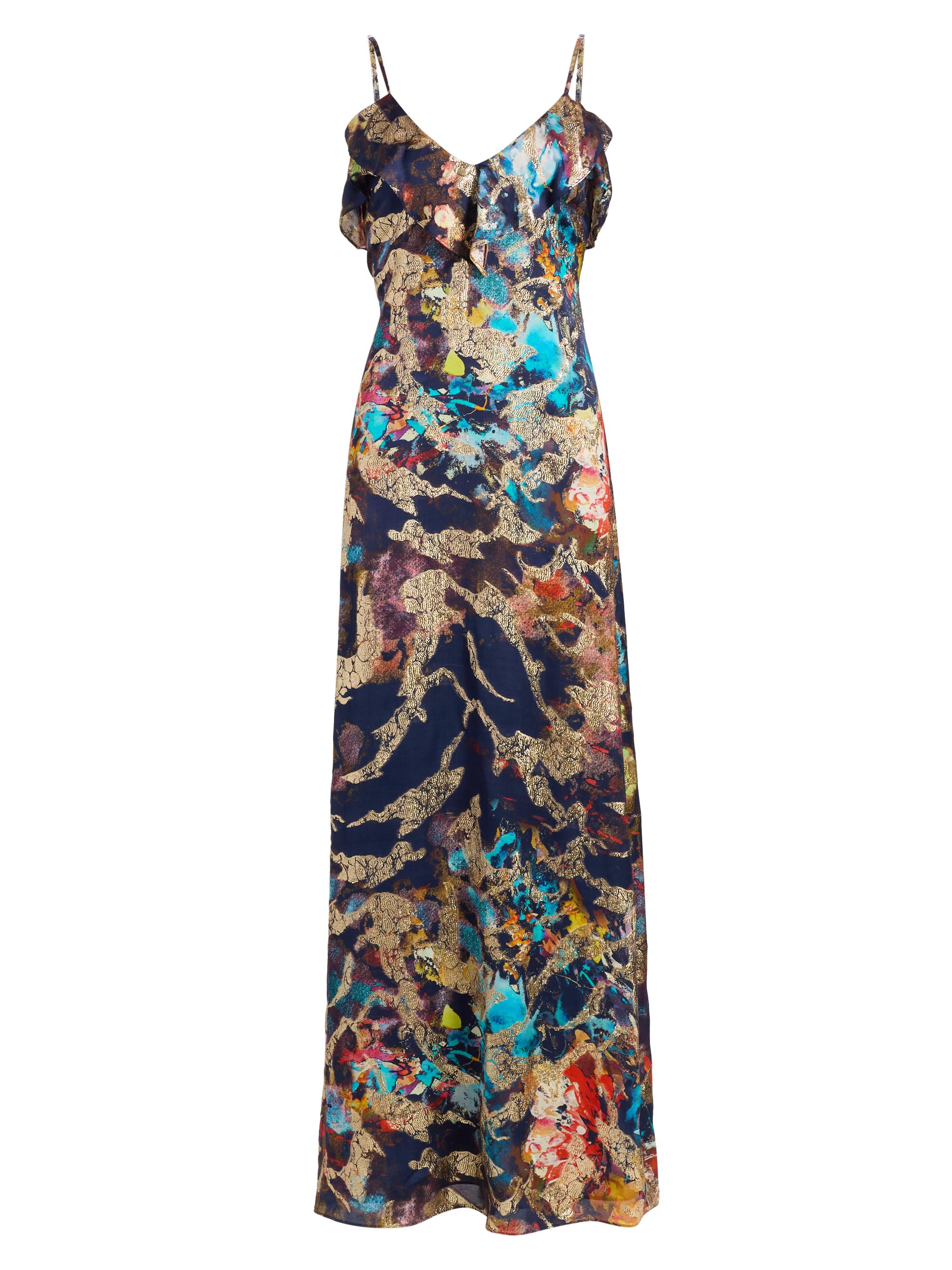 Cheri Printed Ruffled Gown