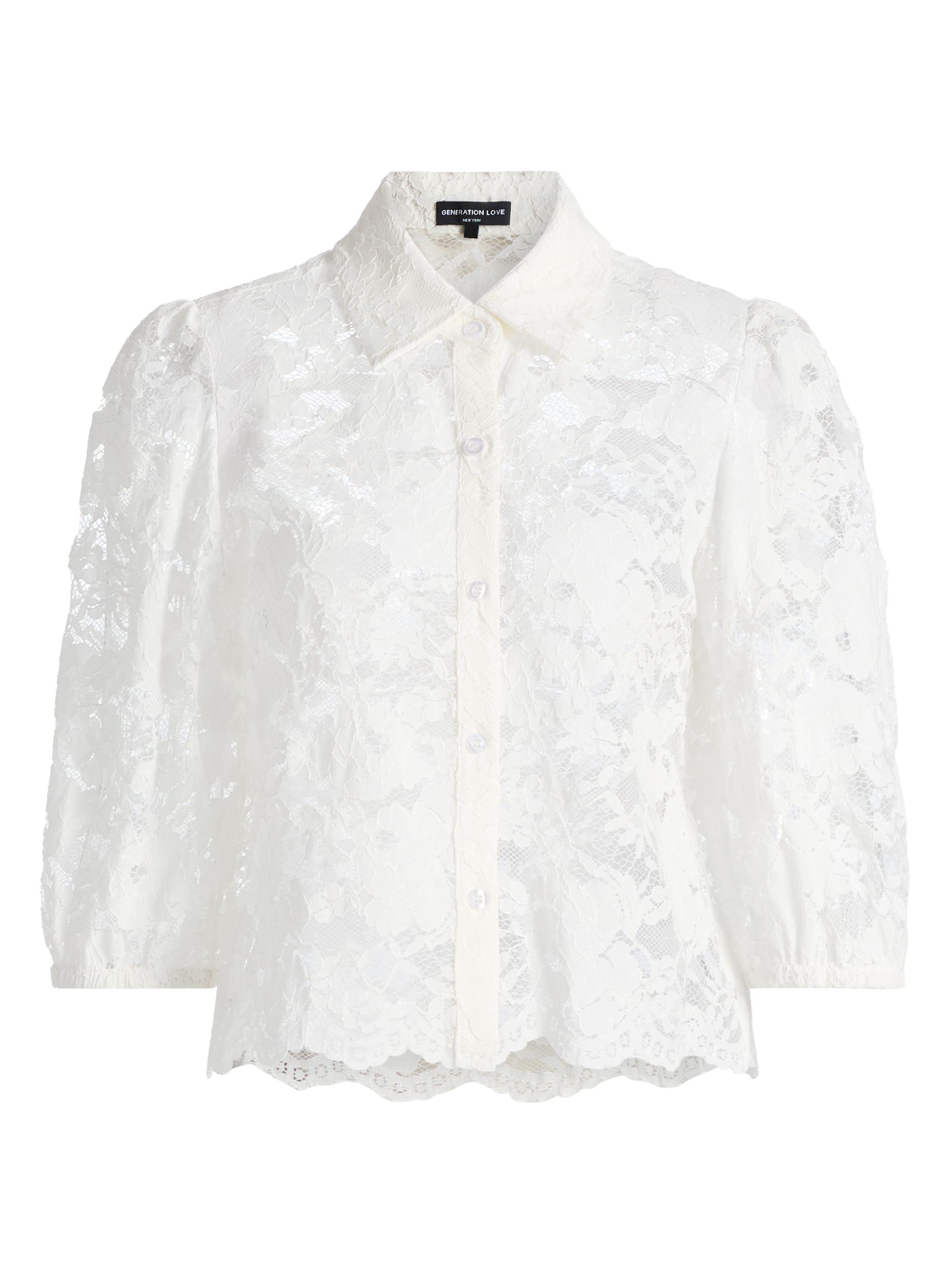 Generation Love Women's Tammy Floral Lace Shirt - White