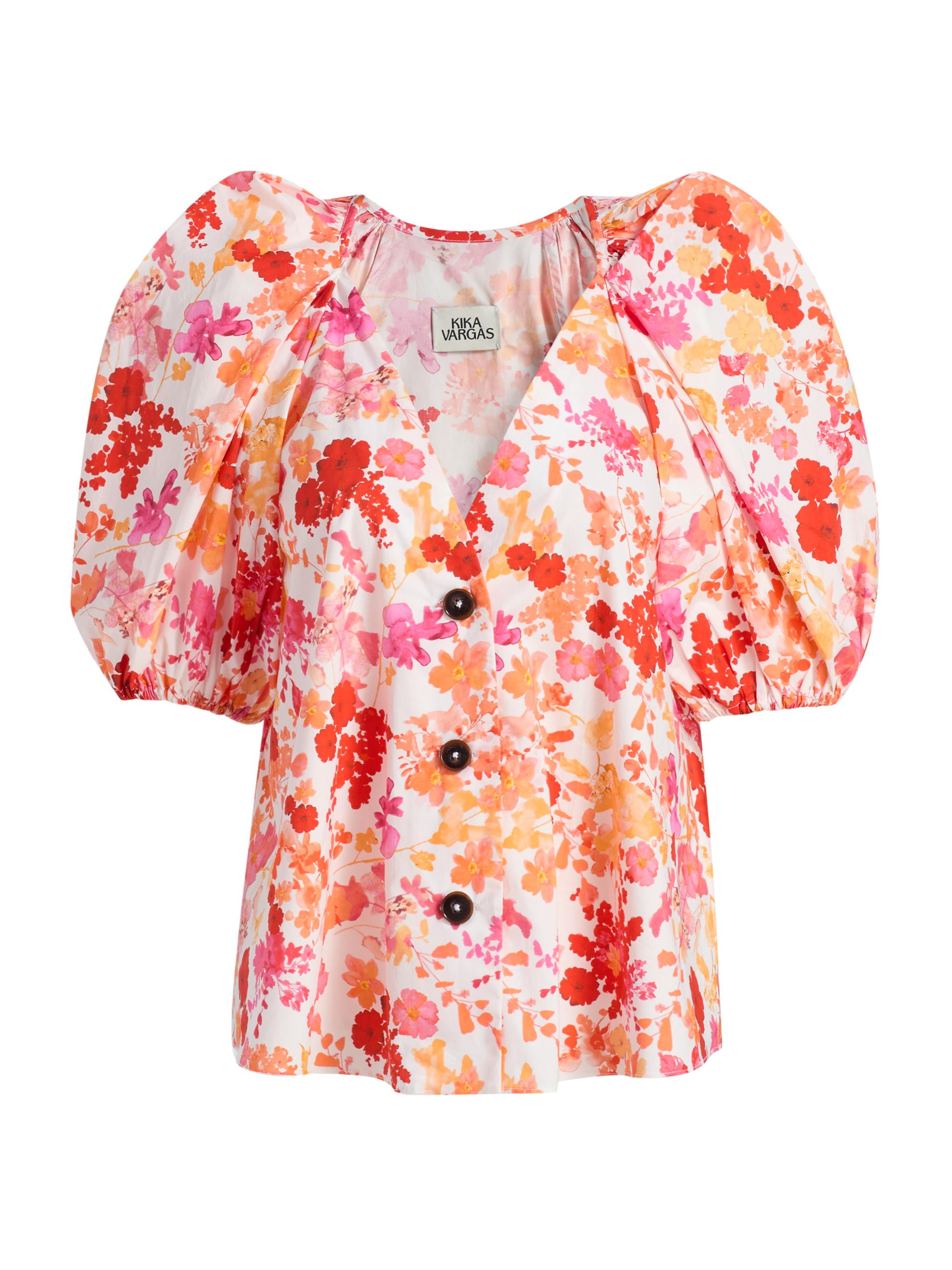 Kika Vargas Women's Harpa Floral Cotton Top - Coral