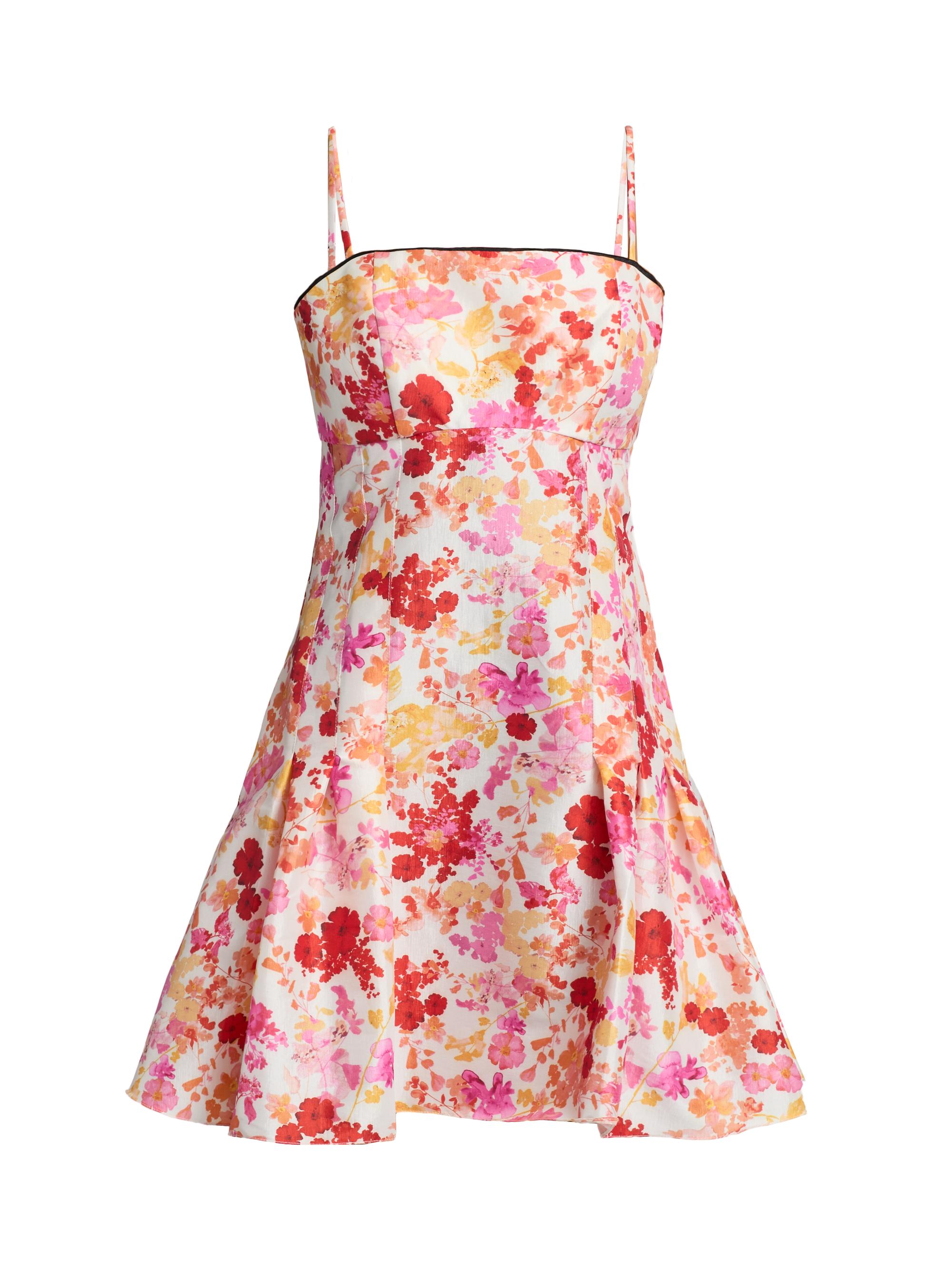 Kika Vargas Women's Lenita Poppies Taffeta Minidress - Coral