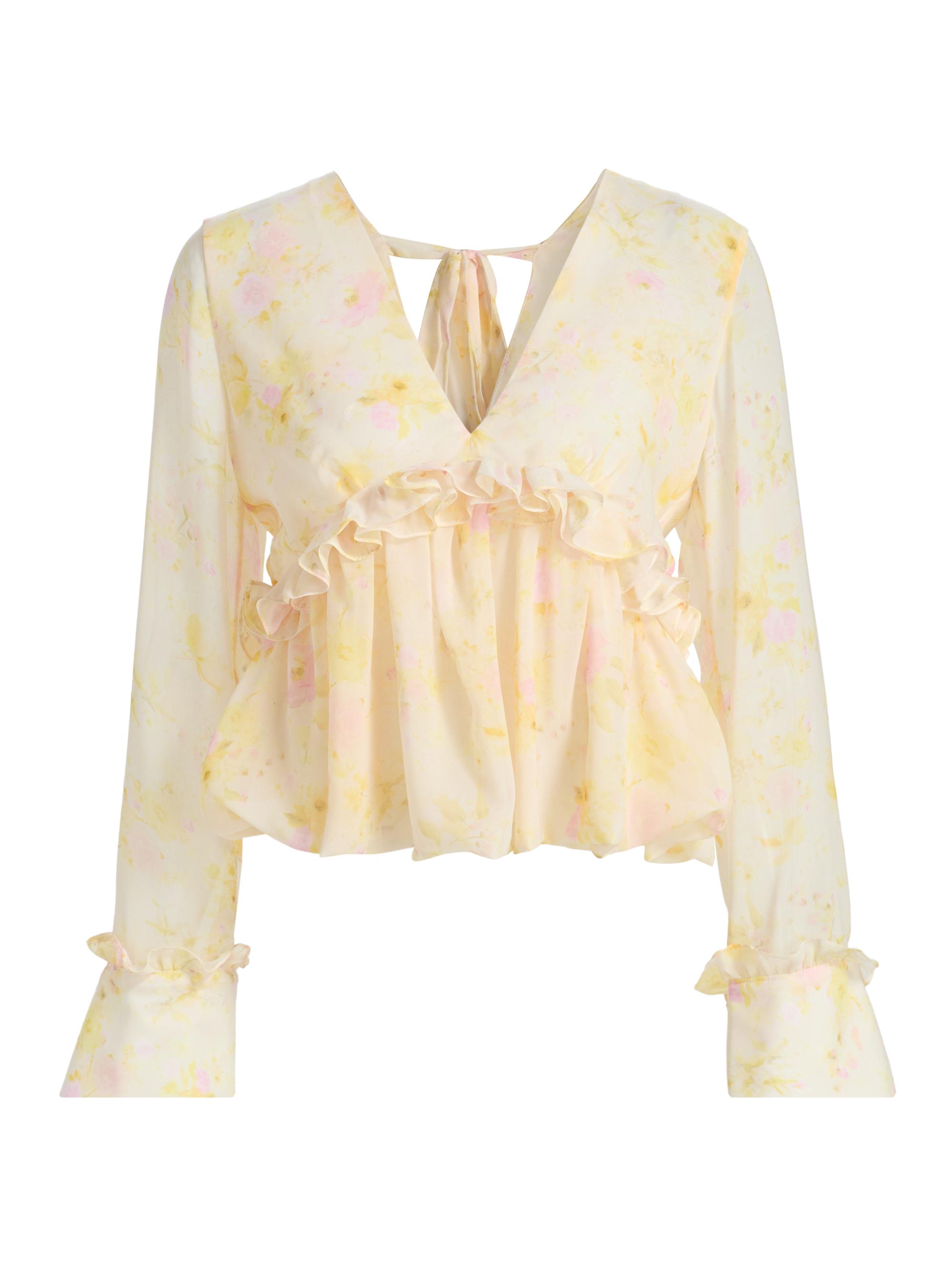 Kika Vargas Women's Cynthi Peony Chiffon Blouse - Yellow