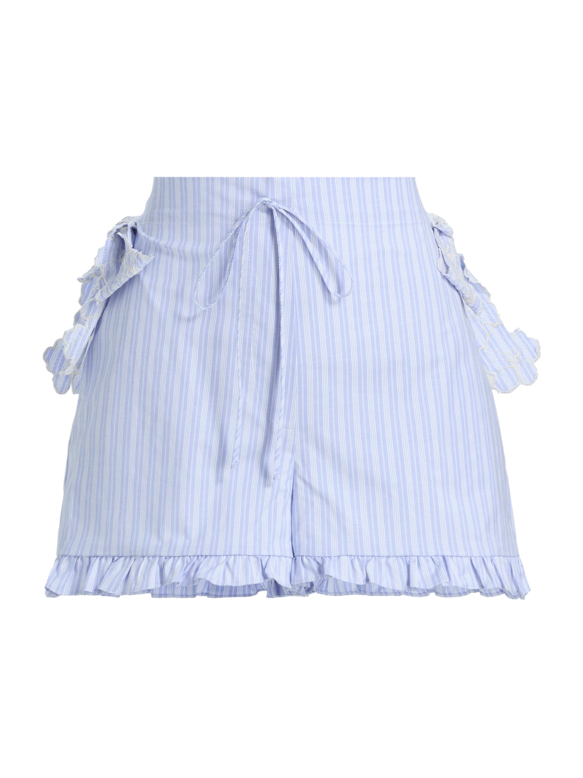 Kika Vargas Women's Sally Striped Cotton Shorts - Blue