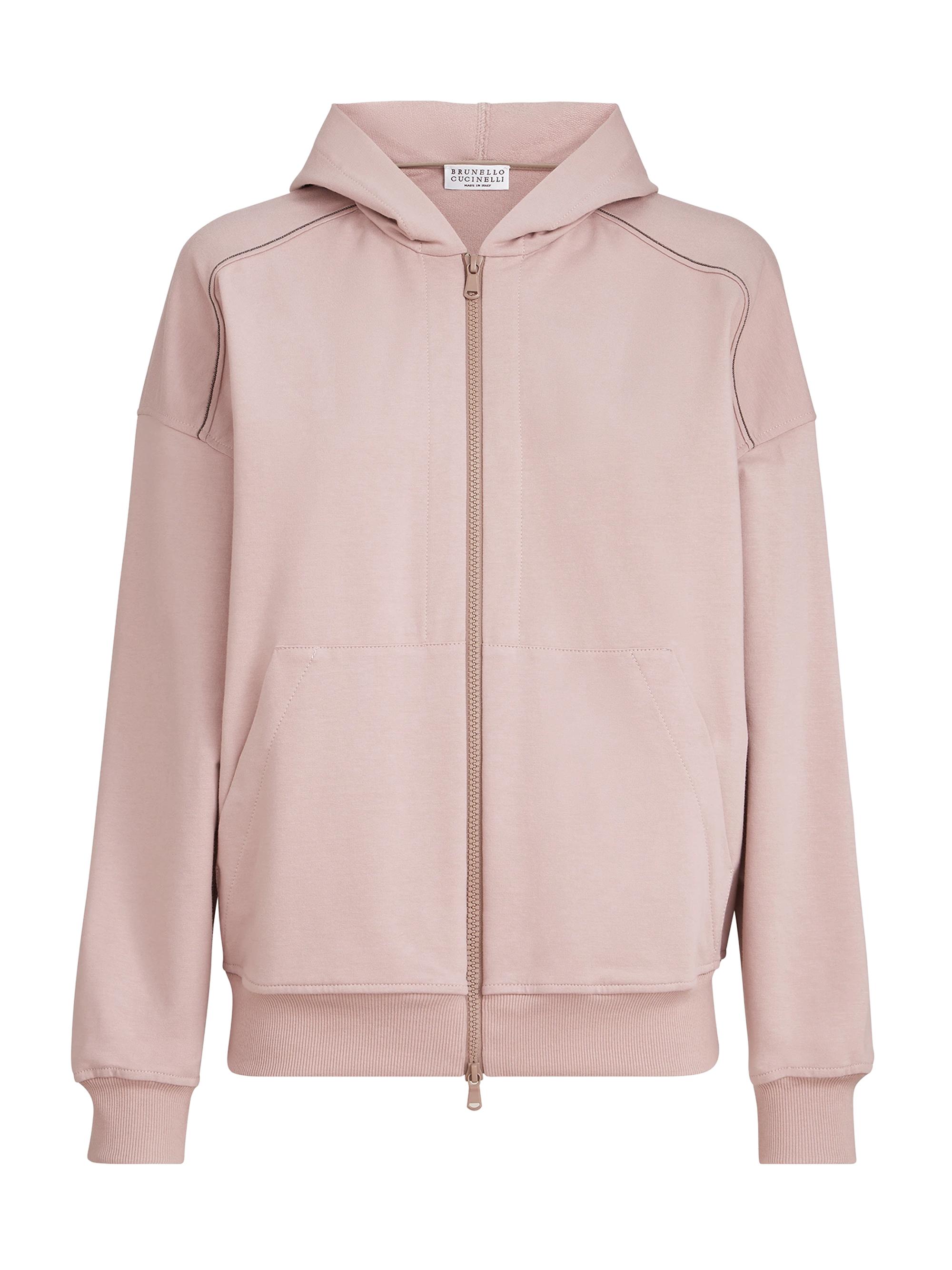 Brunello Cucinelli Women's Stretch Cotton Lightweight French Terry Hooded Sweatshirt - Pink