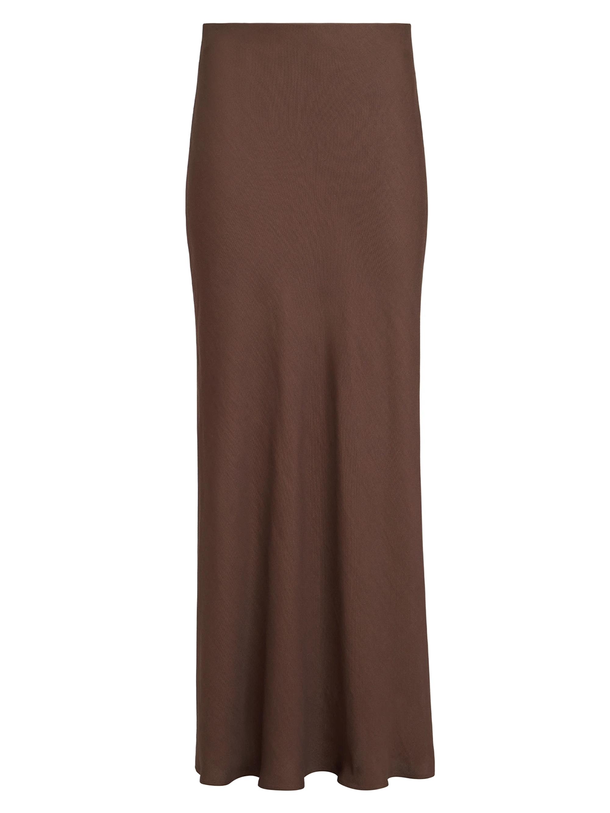 Brunello Cucinelli Women's Viscose and Linen Twill Fluid Bias Cut Skirt - Cocoa