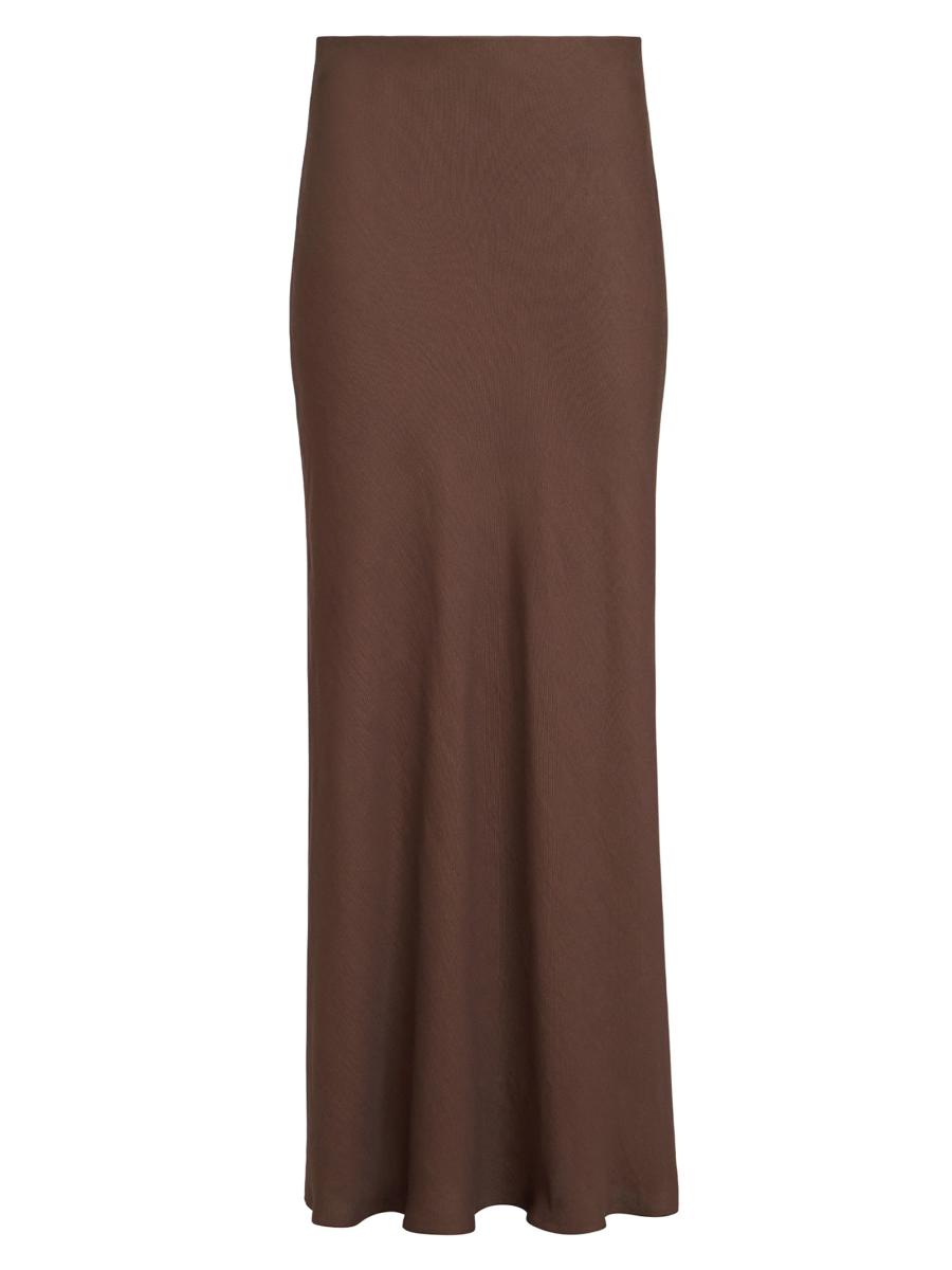 Brunello Cucinelli Women's Viscose And Linen Twill Fluid Bias Cut Skirt In Brown