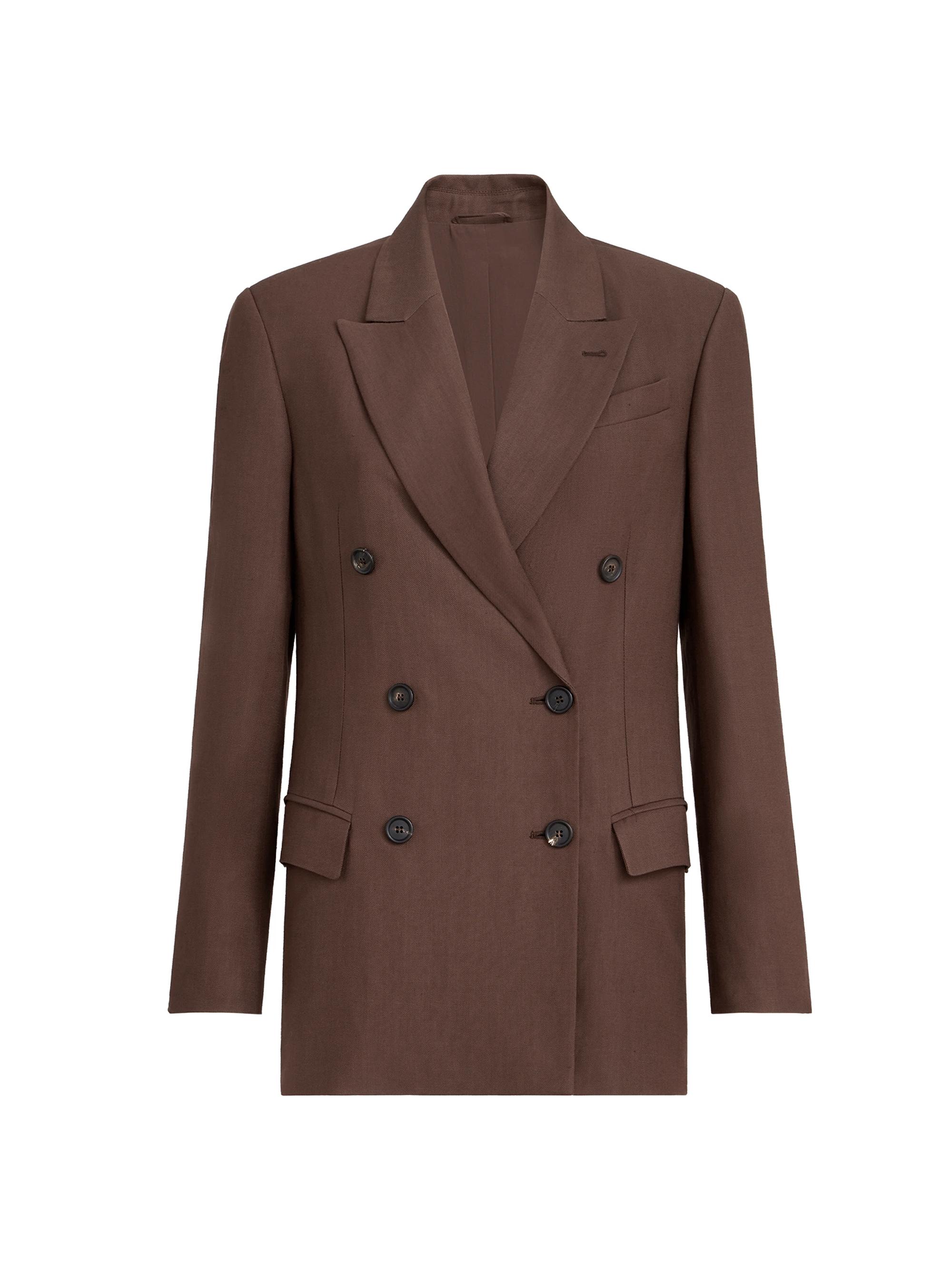 Brunello Cucinelli Women's Viscose and Linen Fluid Twill Blazer with Monili - Cocoa