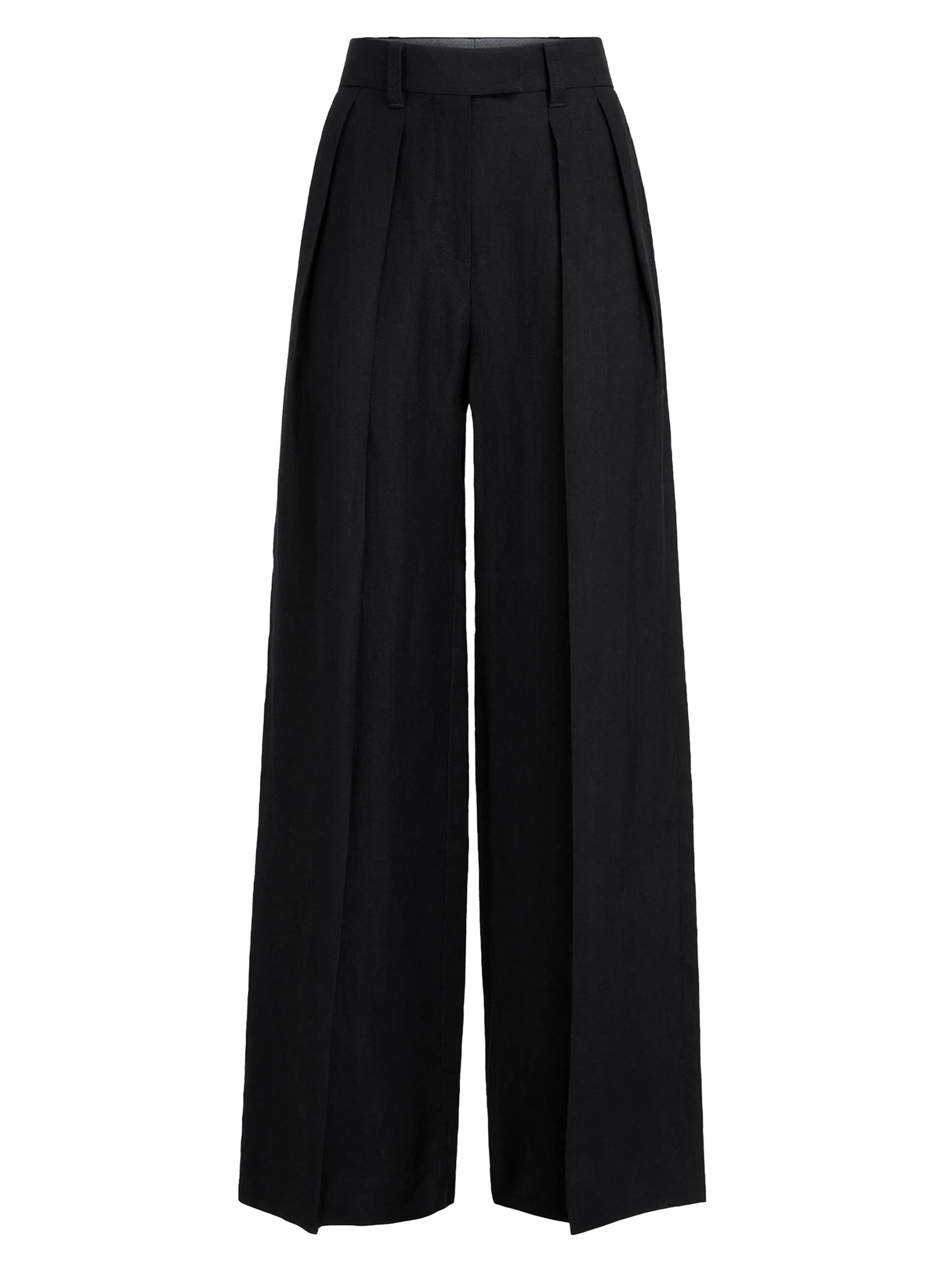 Brunello Cucinelli Women's Viscose and Linen Fluid Twill Sartorial Wide Trousers - Black