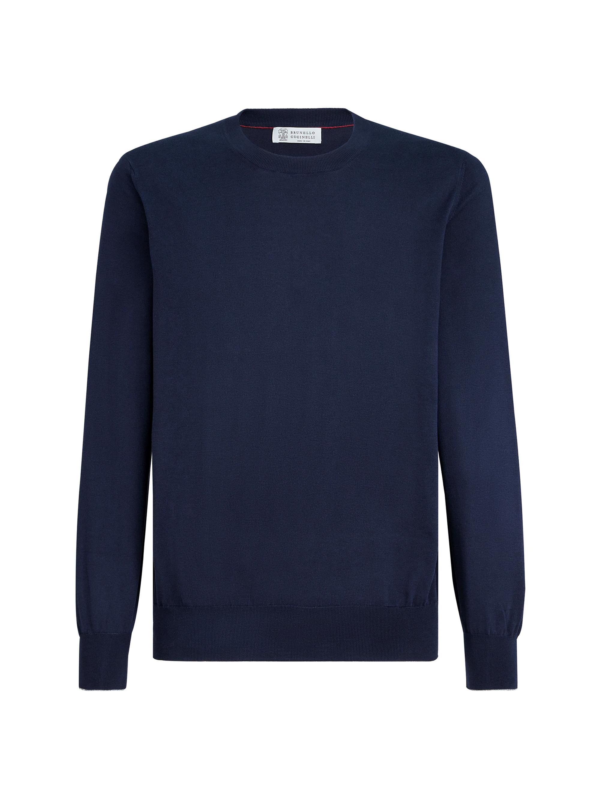 Brunello Cucinelli Men's Cotton Lightweight Sweater - Navy Blue