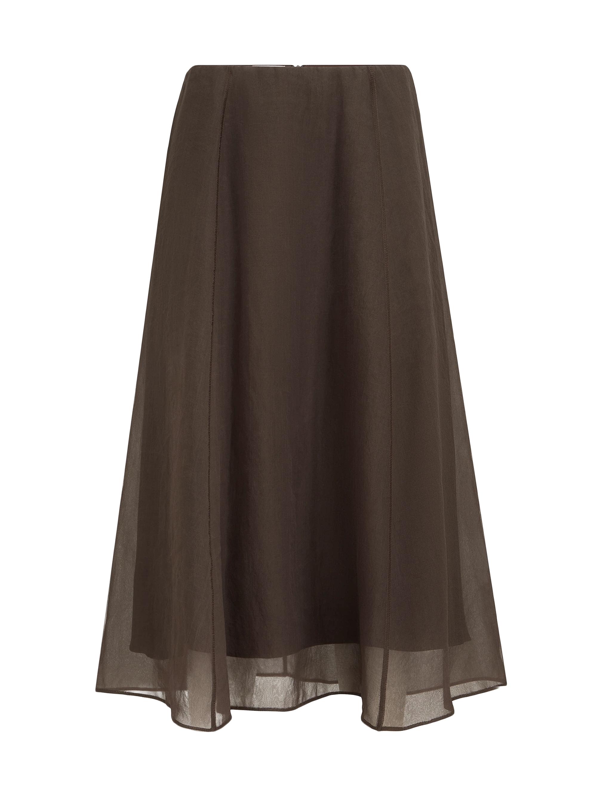 Women’s Crispy Silk Circle Skirt – Cocoa – Size 14