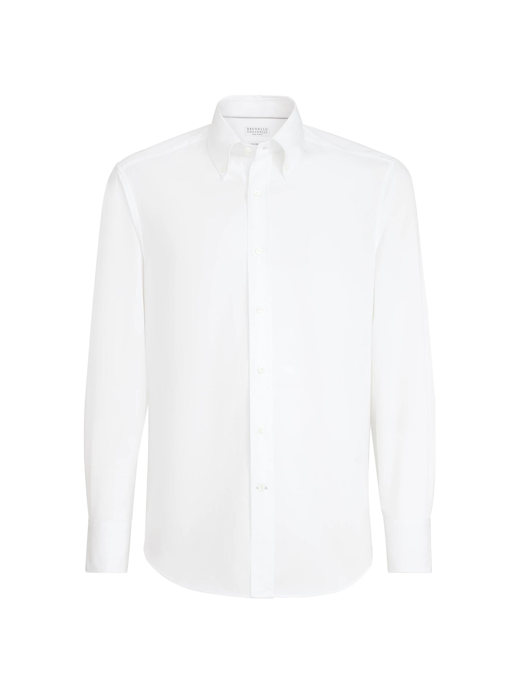 BRUNELLO CUCINELLI ホワイト長袖シャツ Striped shirt for Man in White | Brunello Cucinelli