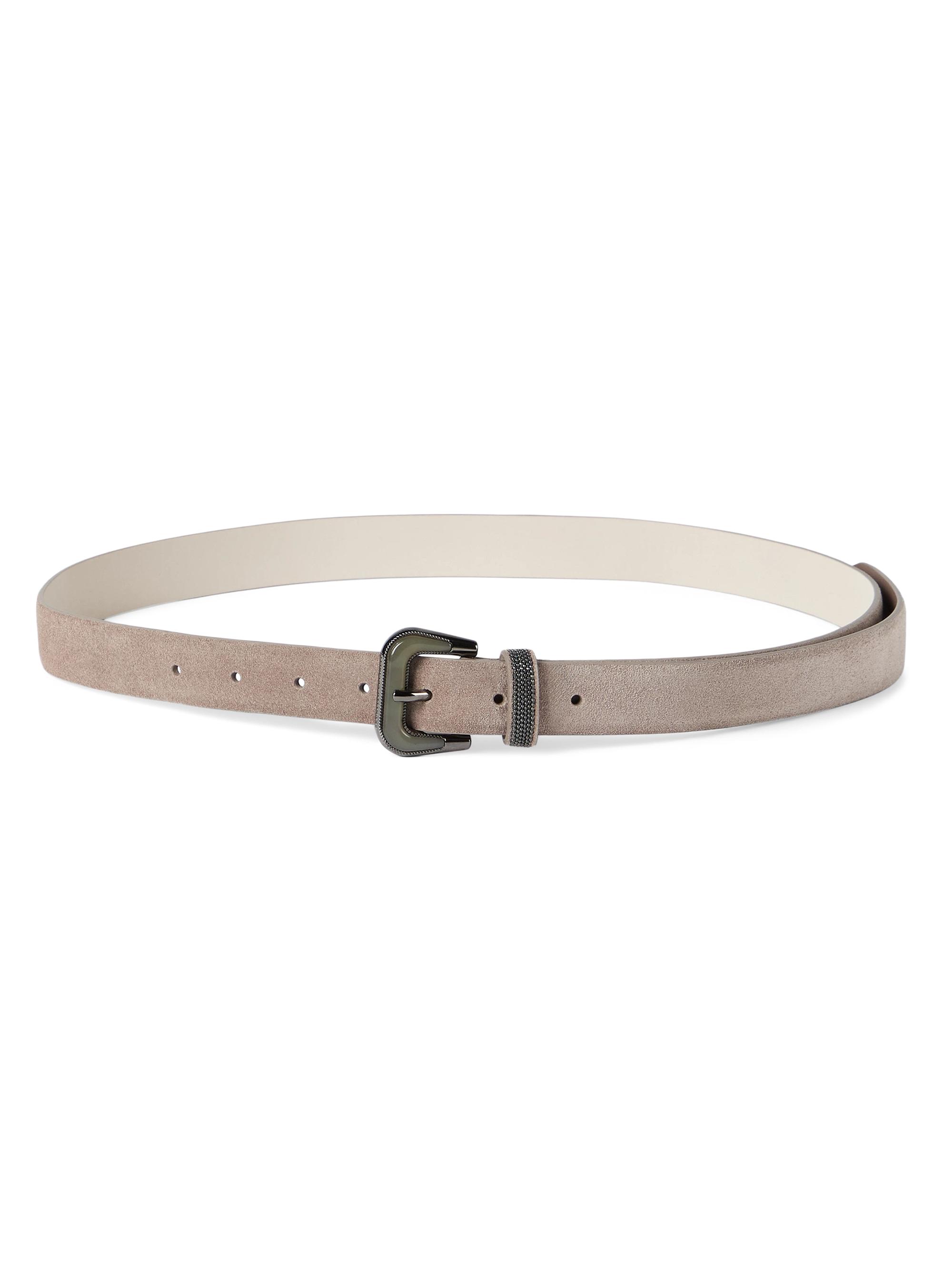 Brunello Cucinelli Women's Suede Belt with Shiny Loop - Light Brown