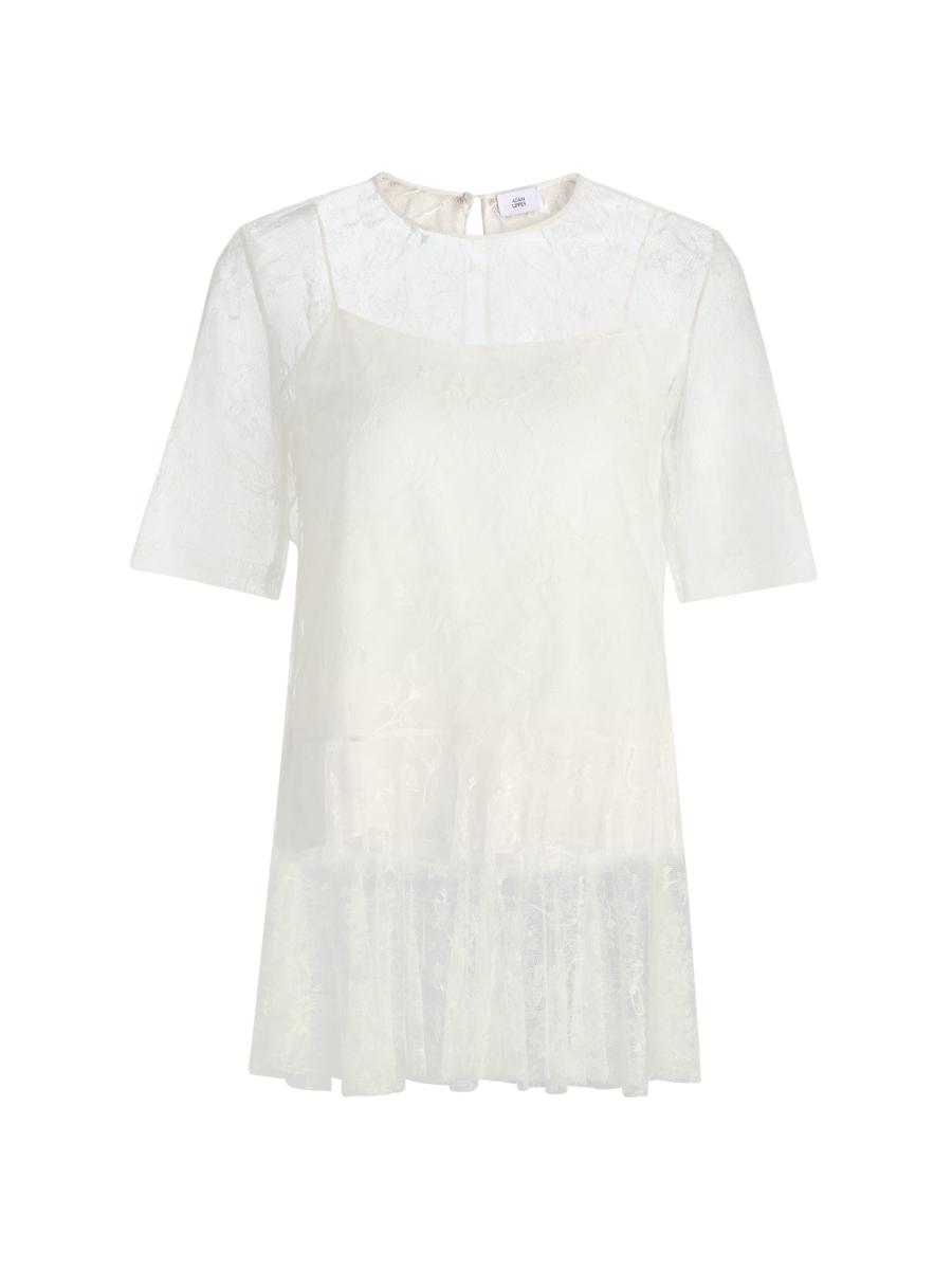 Adam Lippes Women's Dido Chantilly Lace Top In White